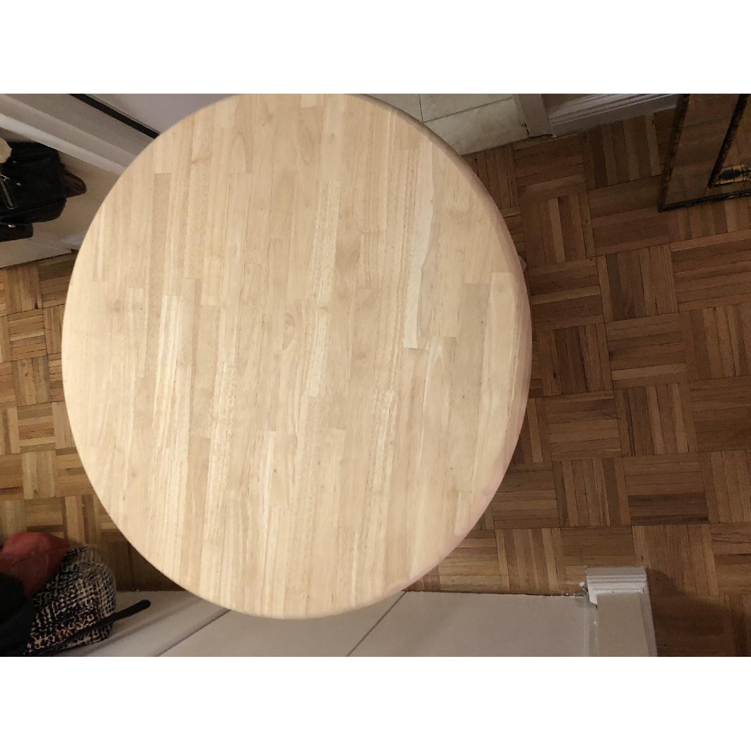 Wood Pedestal Dining Table w/ Glass Top - image-2