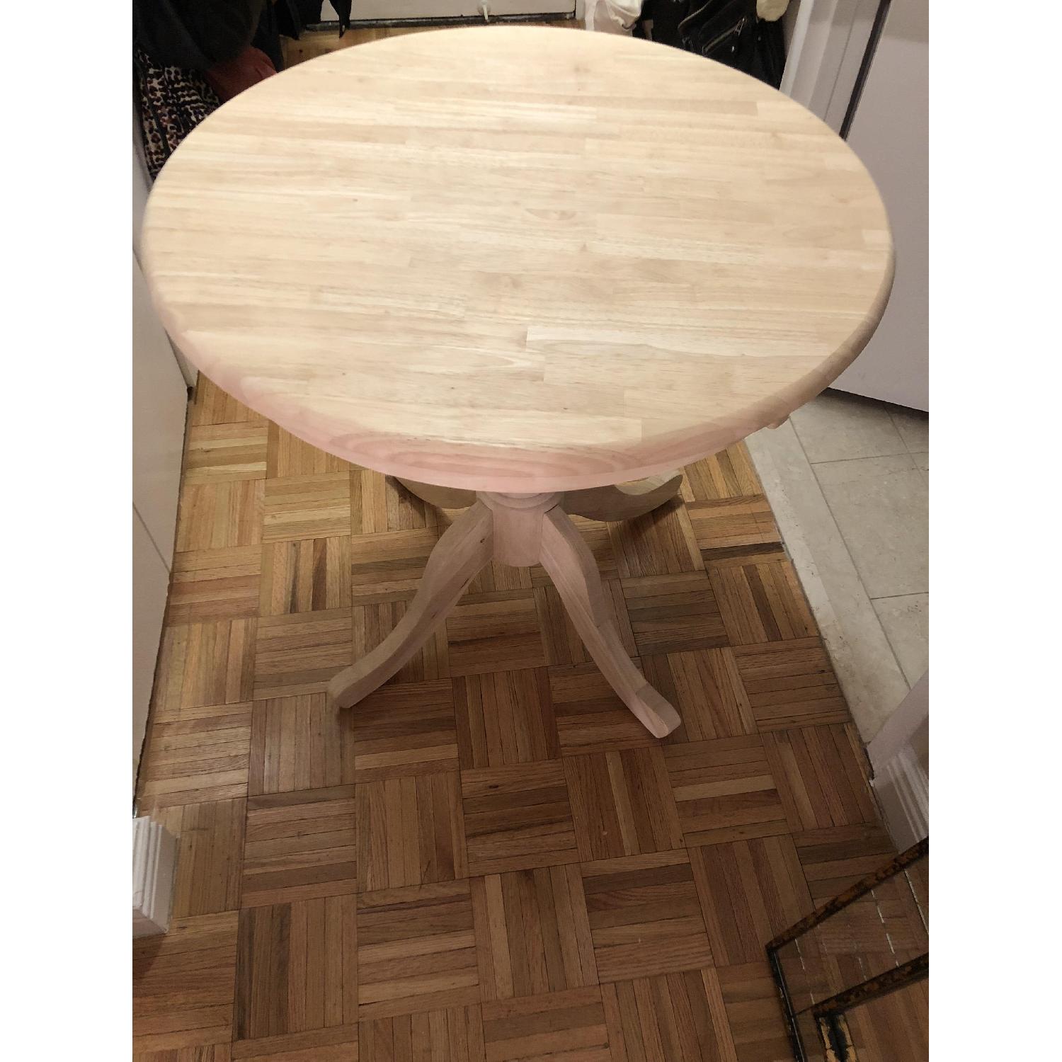 Wood Pedestal Dining Table w/ Glass Top - image-3