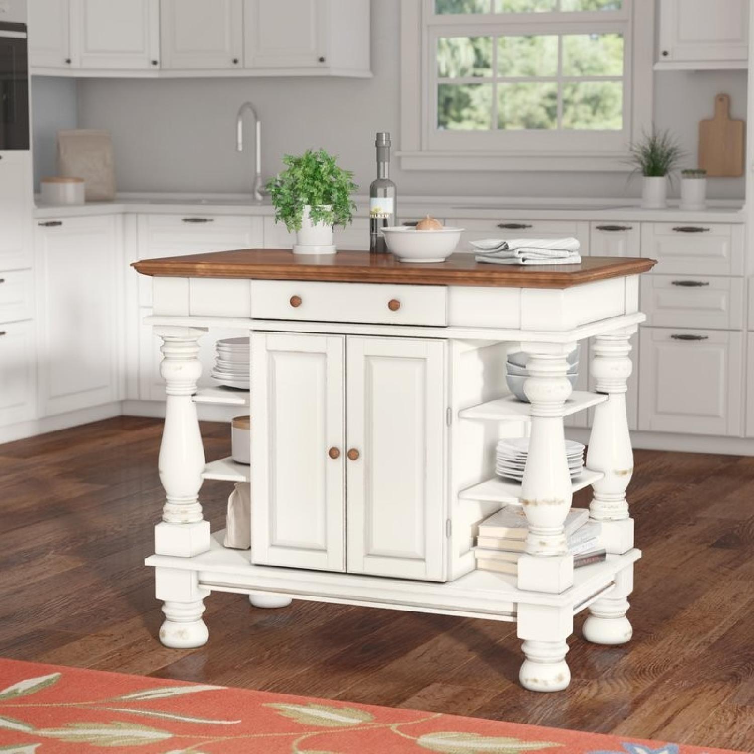 August Grove White & Natural Brown Kitchen Island - image-1