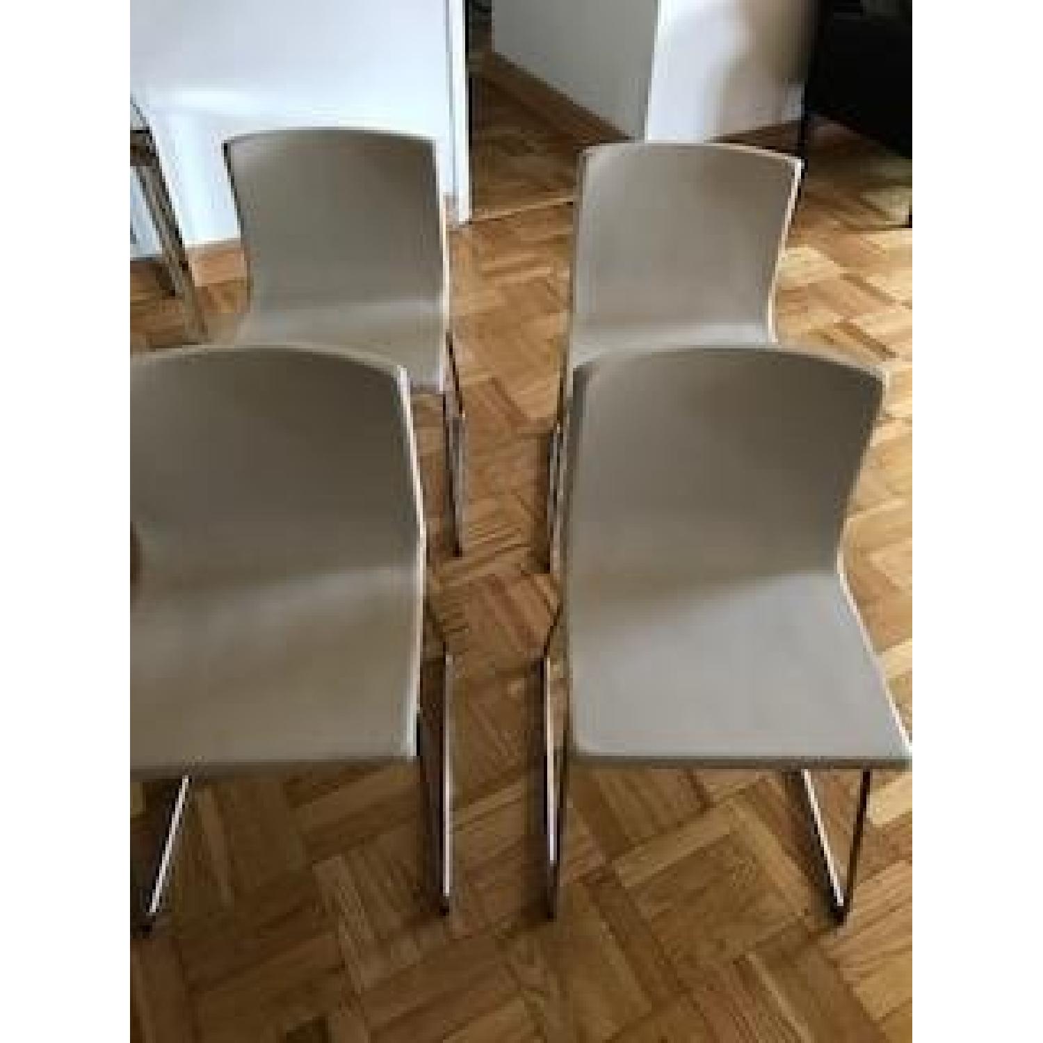 Ikea White Faux Leather & Chrome Modern Dining Chair - image-1