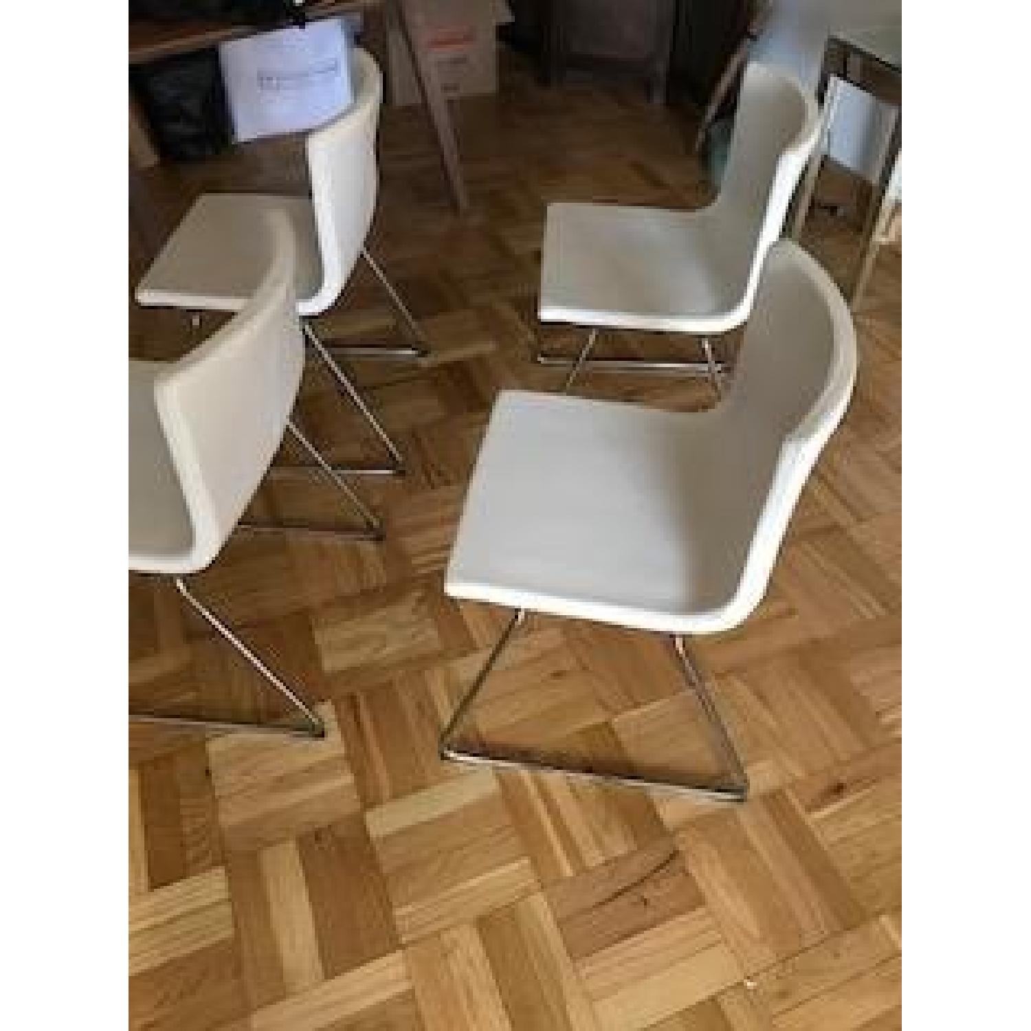 Ikea White Faux Leather & Chrome Modern Dining Chair - image-2