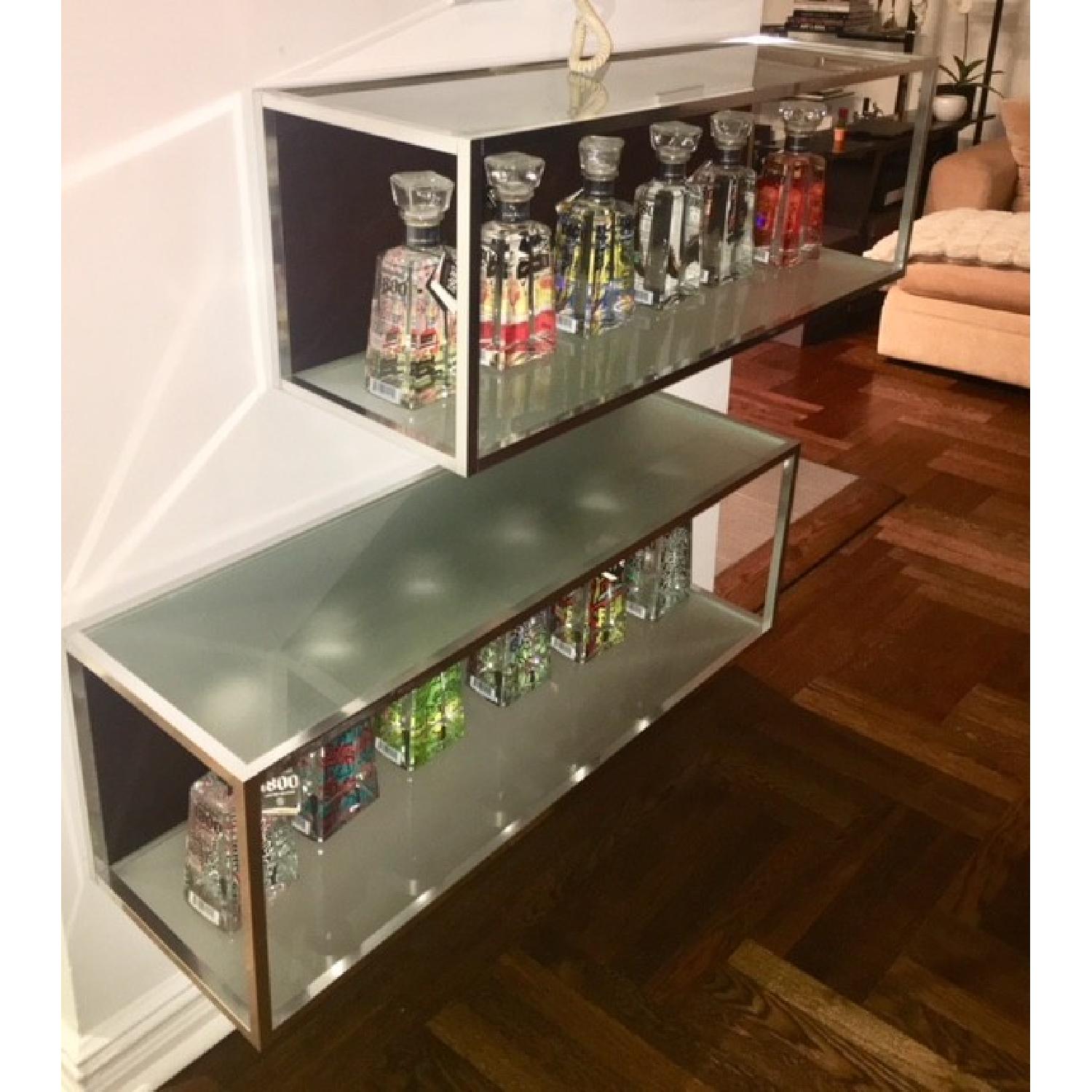 Washed Glass Wall Shelving Unit - AptDeco