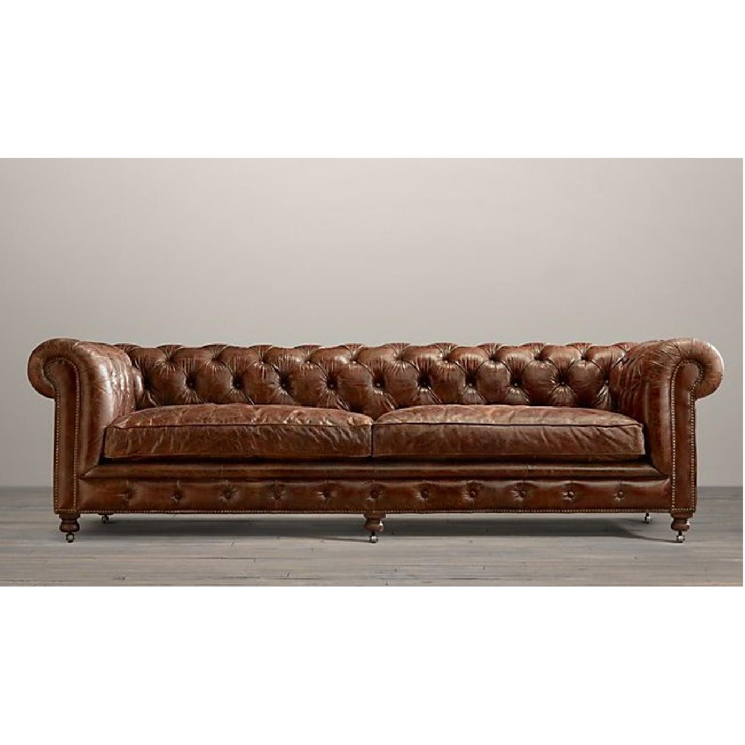 Restoration Hardware Chesterfield Leather Sofa in Tobacco AptDeco