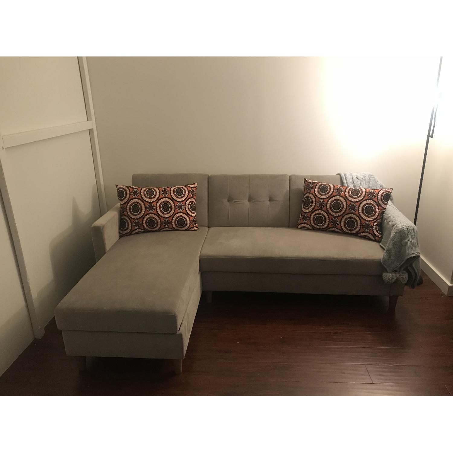 Joss & Main Tan Espada Reversible Sleeper Sectional Sofa - image-2