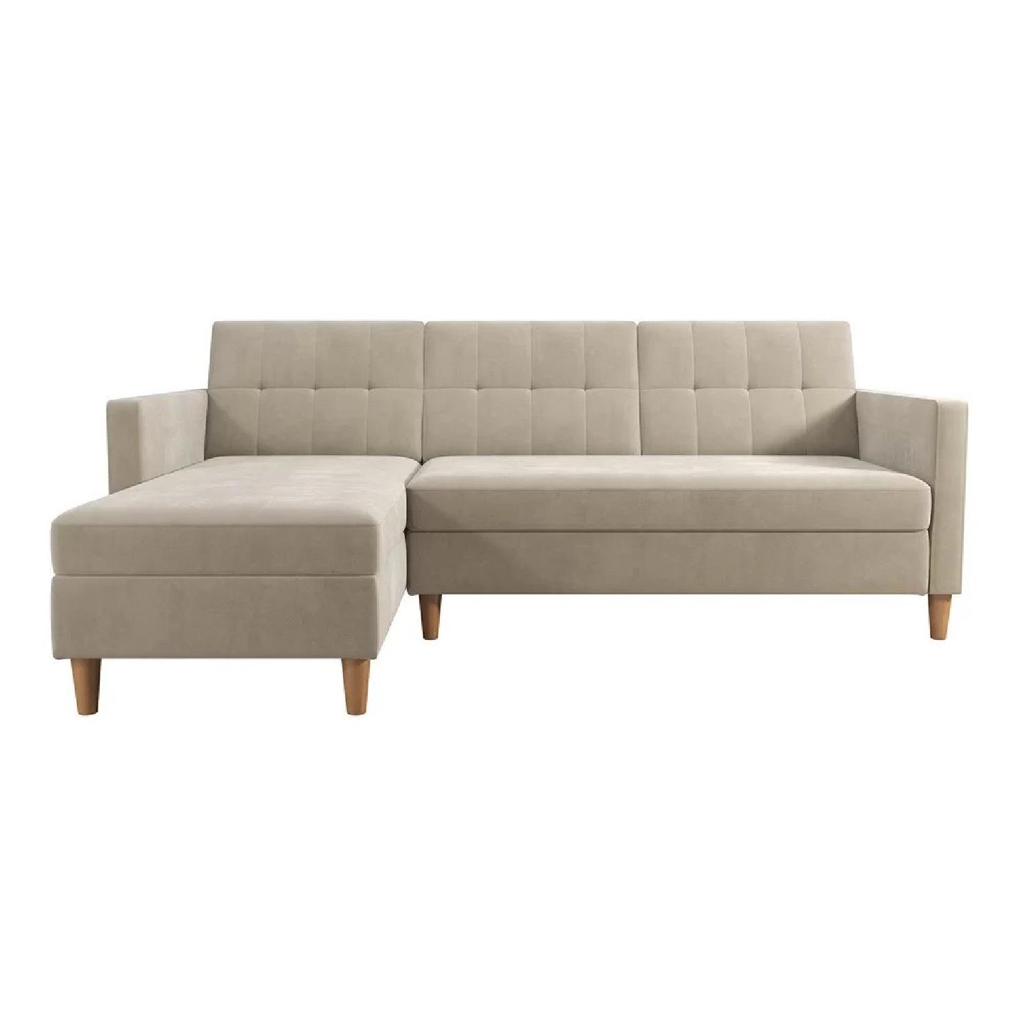 Joss & Main Tan Espada Reversible Sleeper Sectional Sofa - image-0