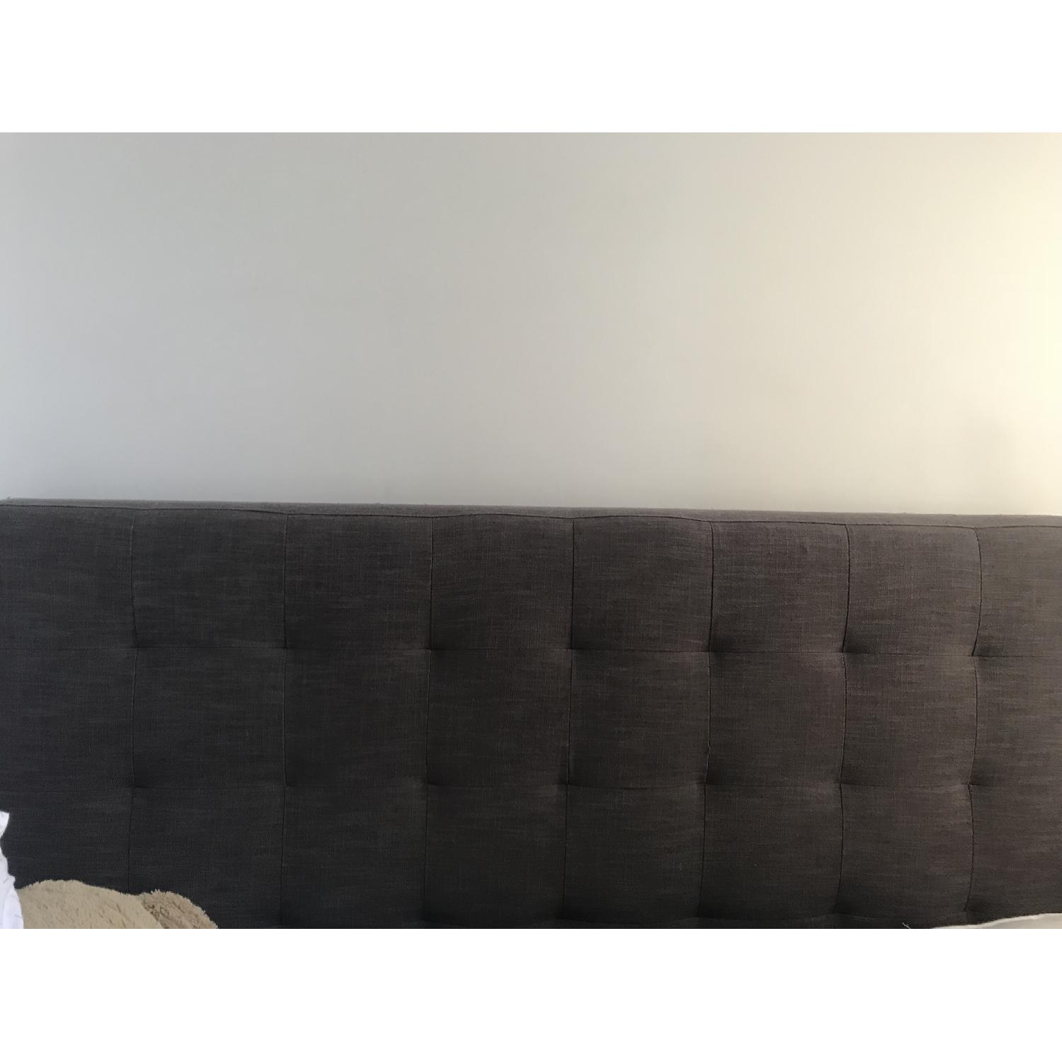West Elm Grid-Tufted Upholstered Tapered Leg Queen Bed - image-3