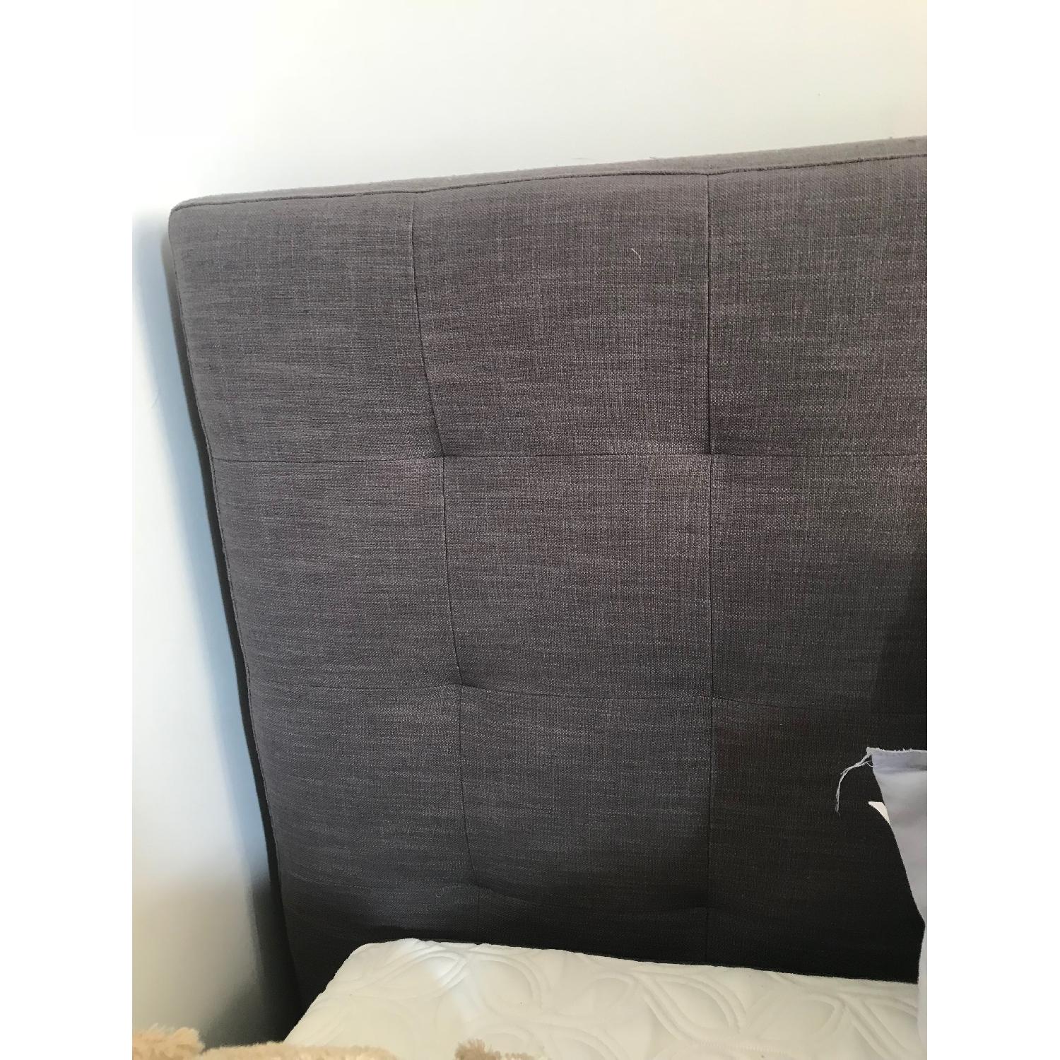 West Elm Grid-Tufted Upholstered Tapered Leg Queen Bed - image-4