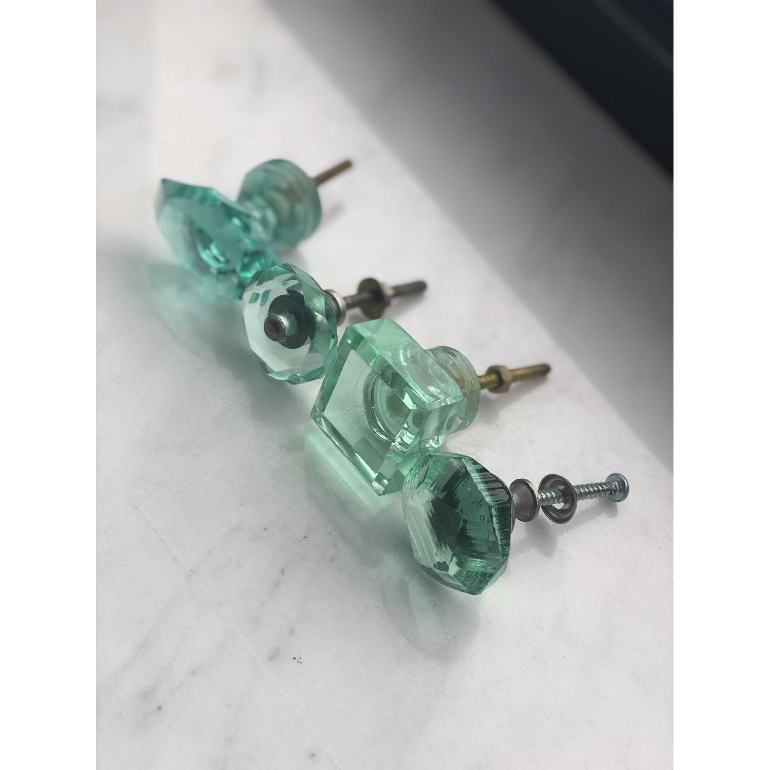 Anthropologie Teal Glass Knobs - image-1