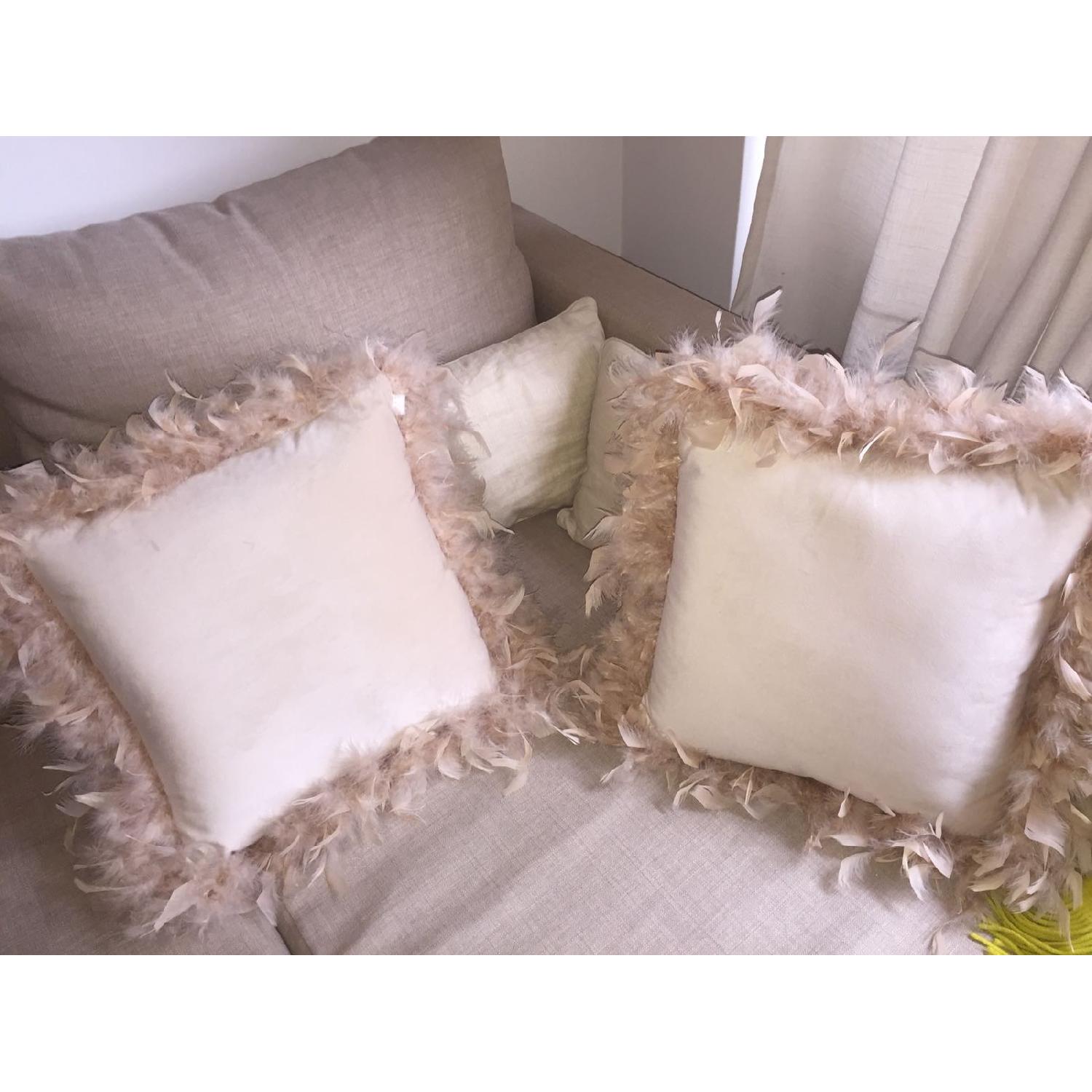 Zara Home Velvet Cushion w/ Feather Edge - image-2