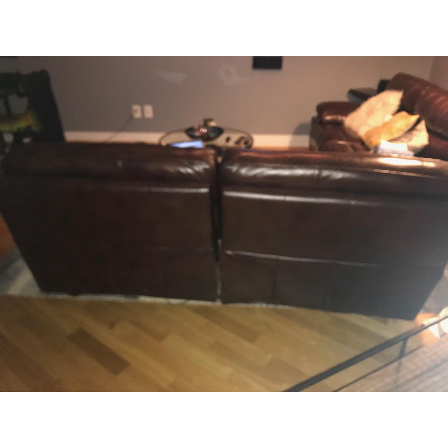 Raymour & Flanigan Brown Leather Reclining Sofa - image-3