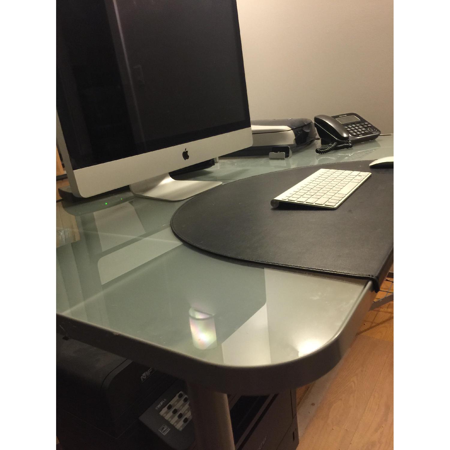 Ikea Office Desk w/ Glass Top & Chair AptDeco