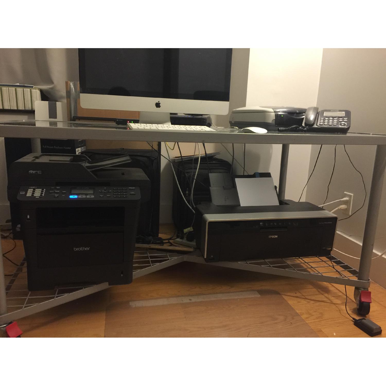 Ikea Office Desk w/ Glass Top & Chair - image-3