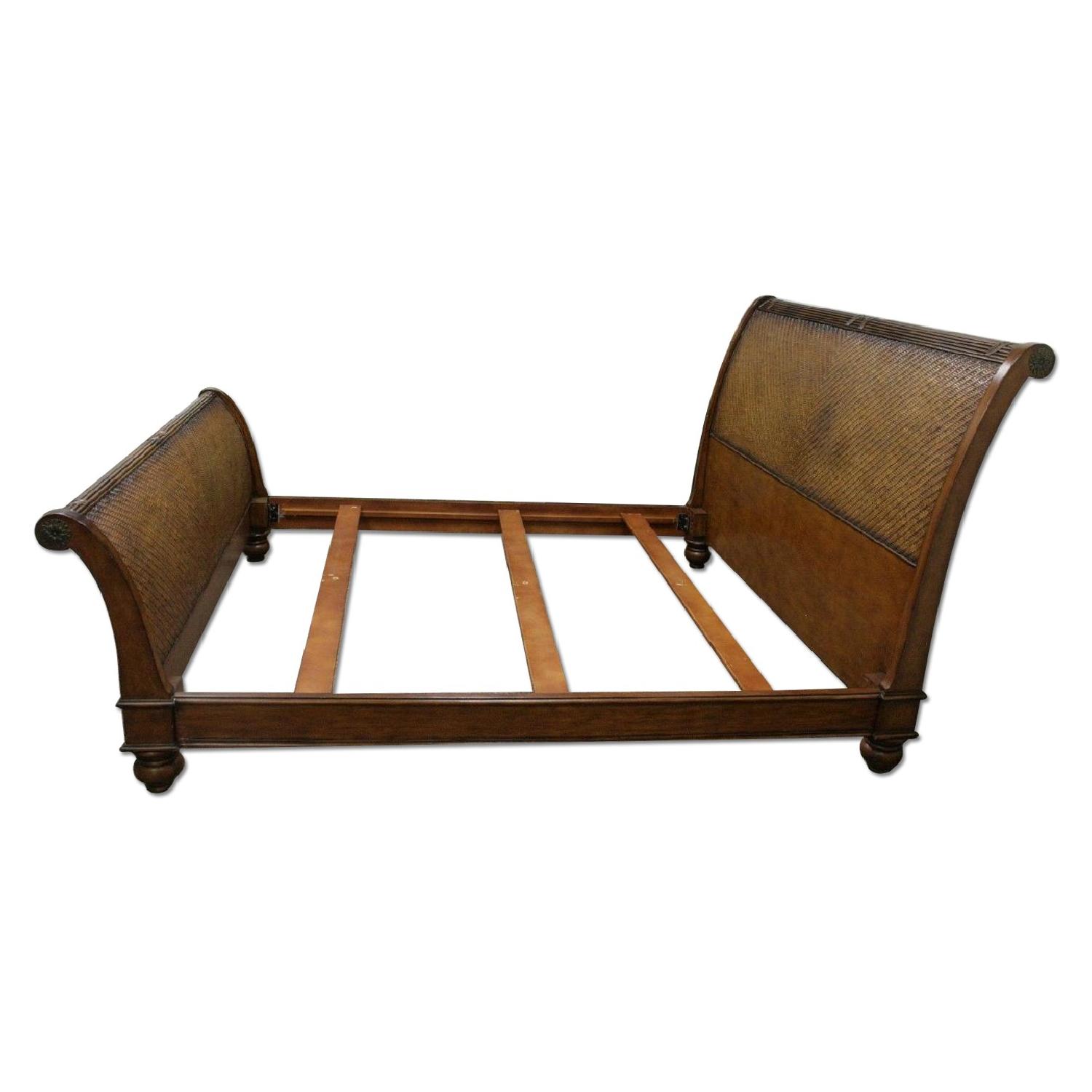 Bassett King Size Rattan Sleigh Bed Frame - image-0