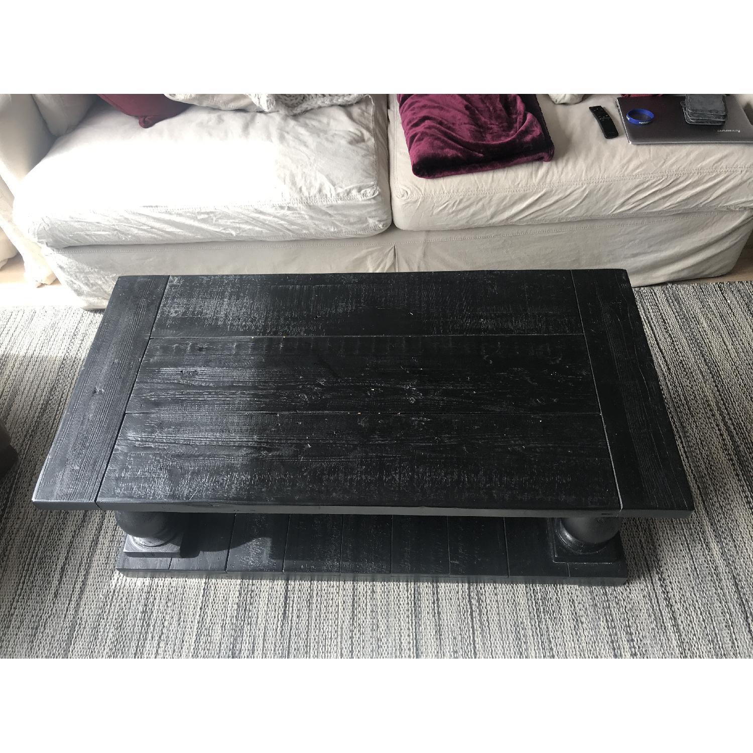 Restoration Hardware Black Salvaged Wood Coffee Table - image-3
