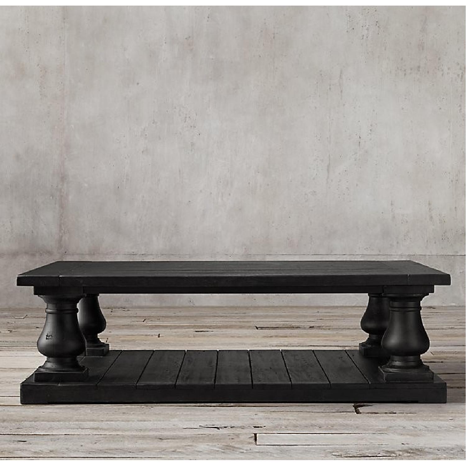Restoration Hardware Black Salvaged Wood Coffee Table AptDeco