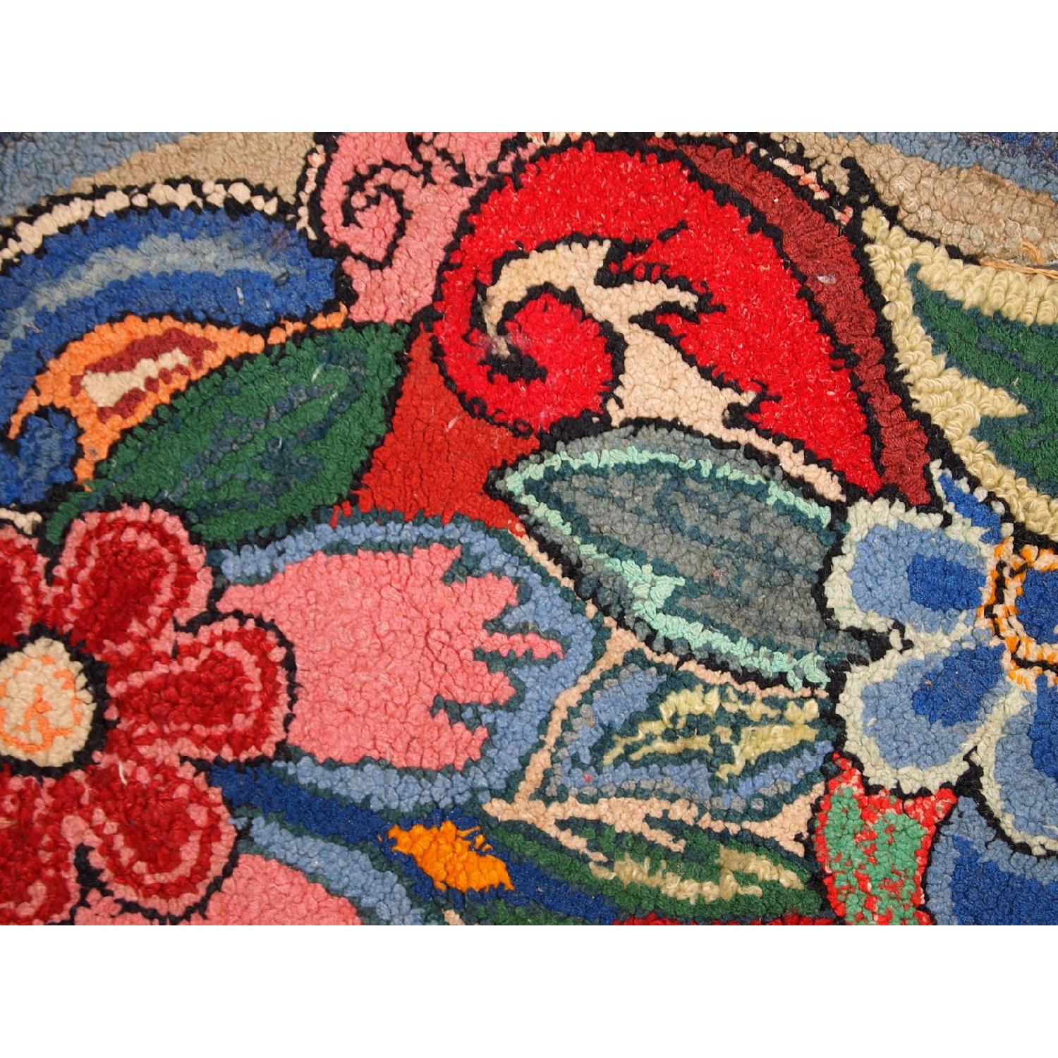 Antique 1920s American Hooked Rug - AptDeco