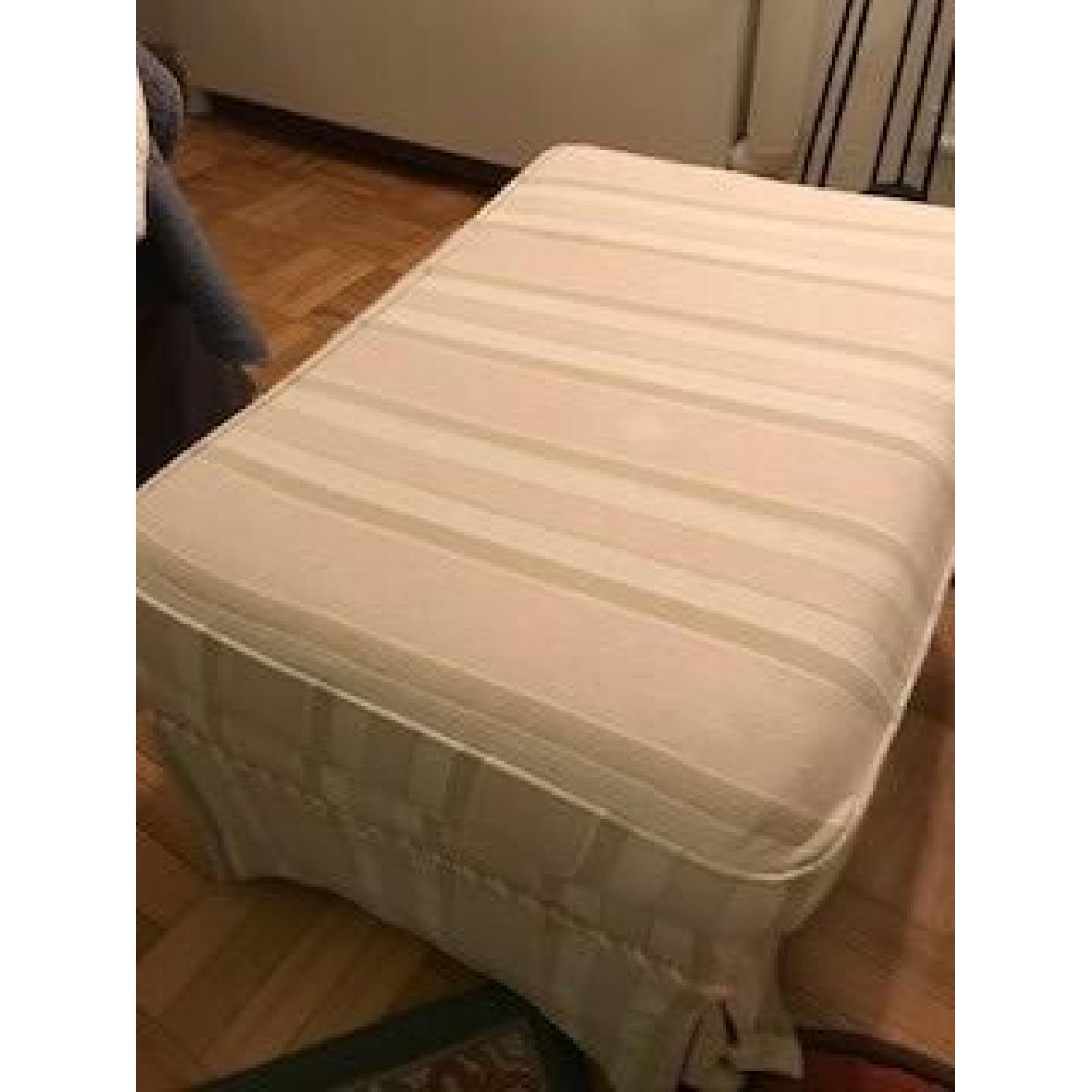 Slipcovered White Slipper Chair & Ottoman - image-5