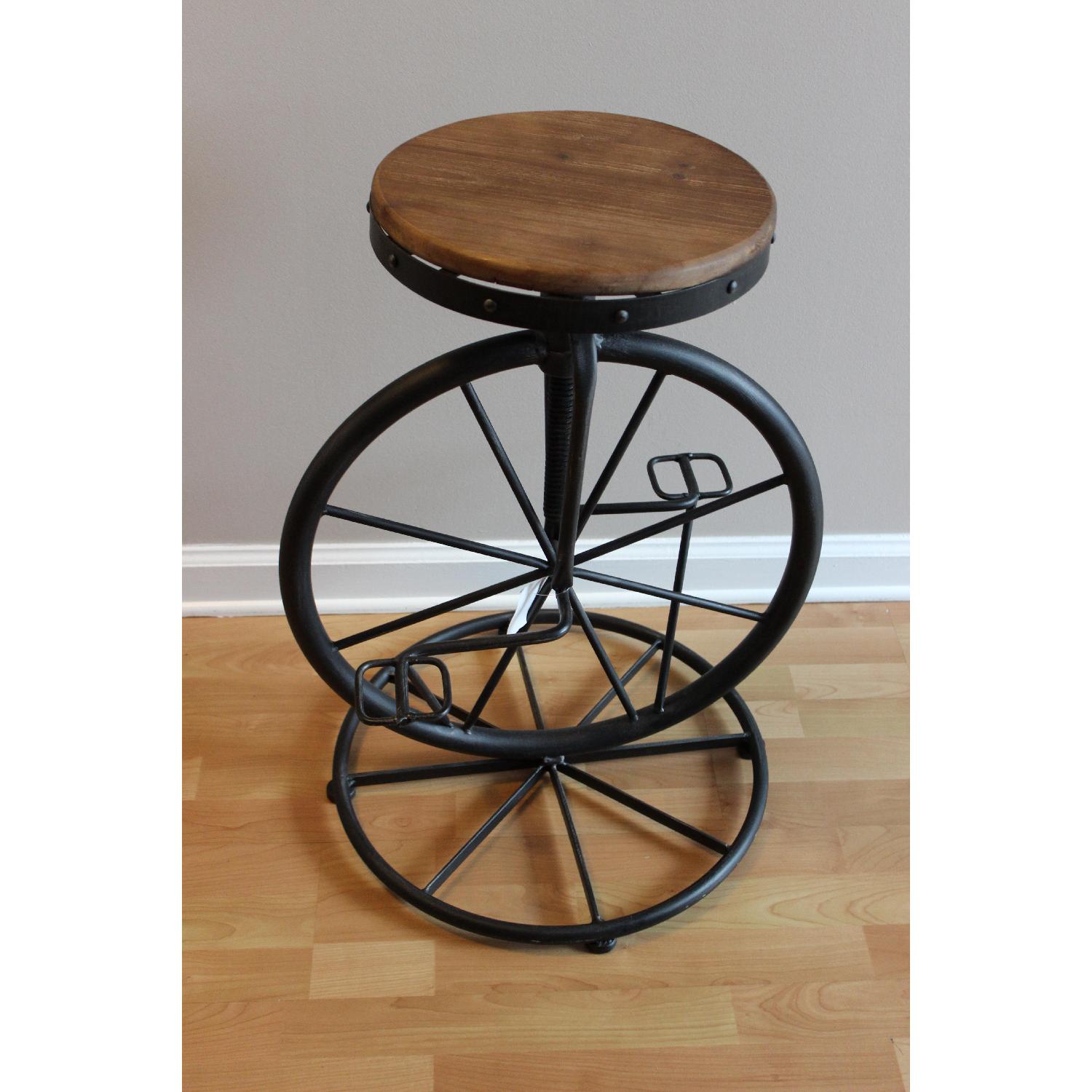 Bicycle Wheel Adjustable Metal Stool - image-3