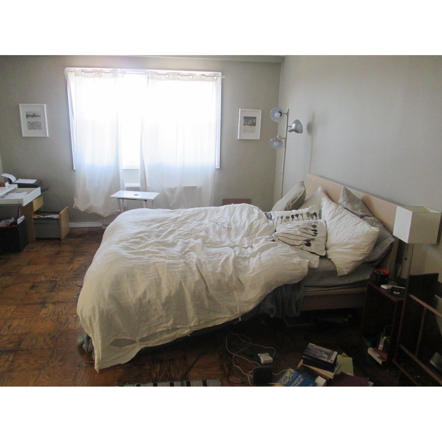 Ikea Malm Queen Bed Frame w/ Slats in White Oak AptDeco