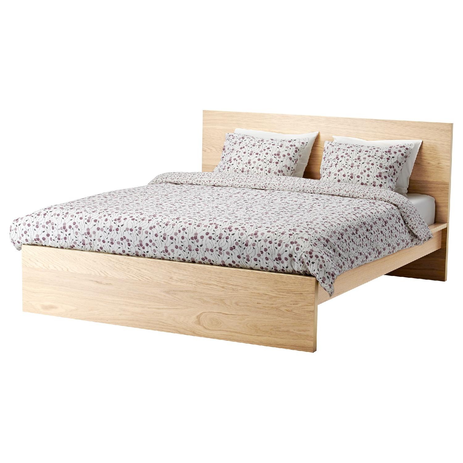 Ikea Malm Queen Bed Frame w/ Slats in White Oak AptDeco
