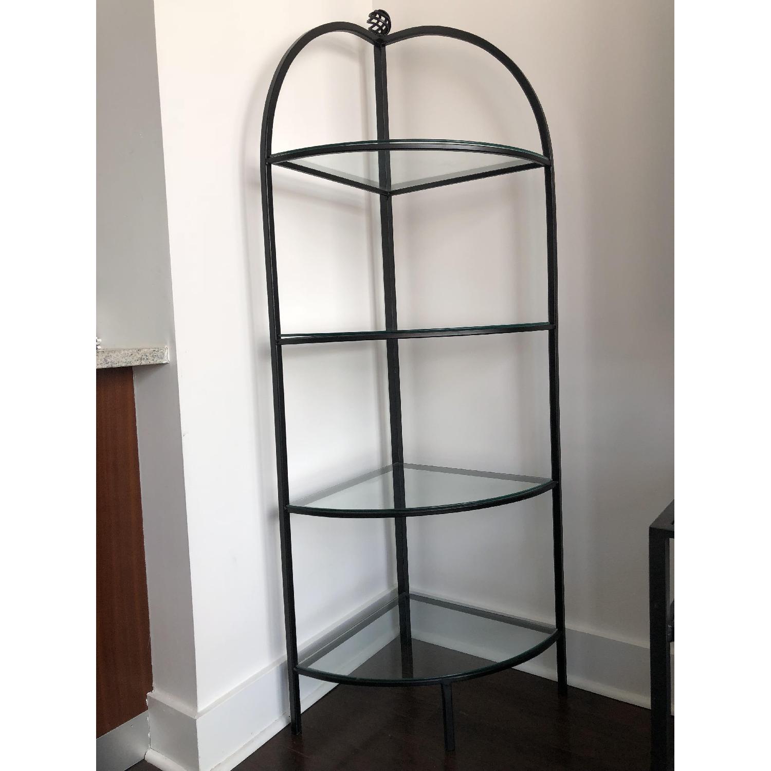 Wrought Iron & Glass Corner Bakers Rack - image-1