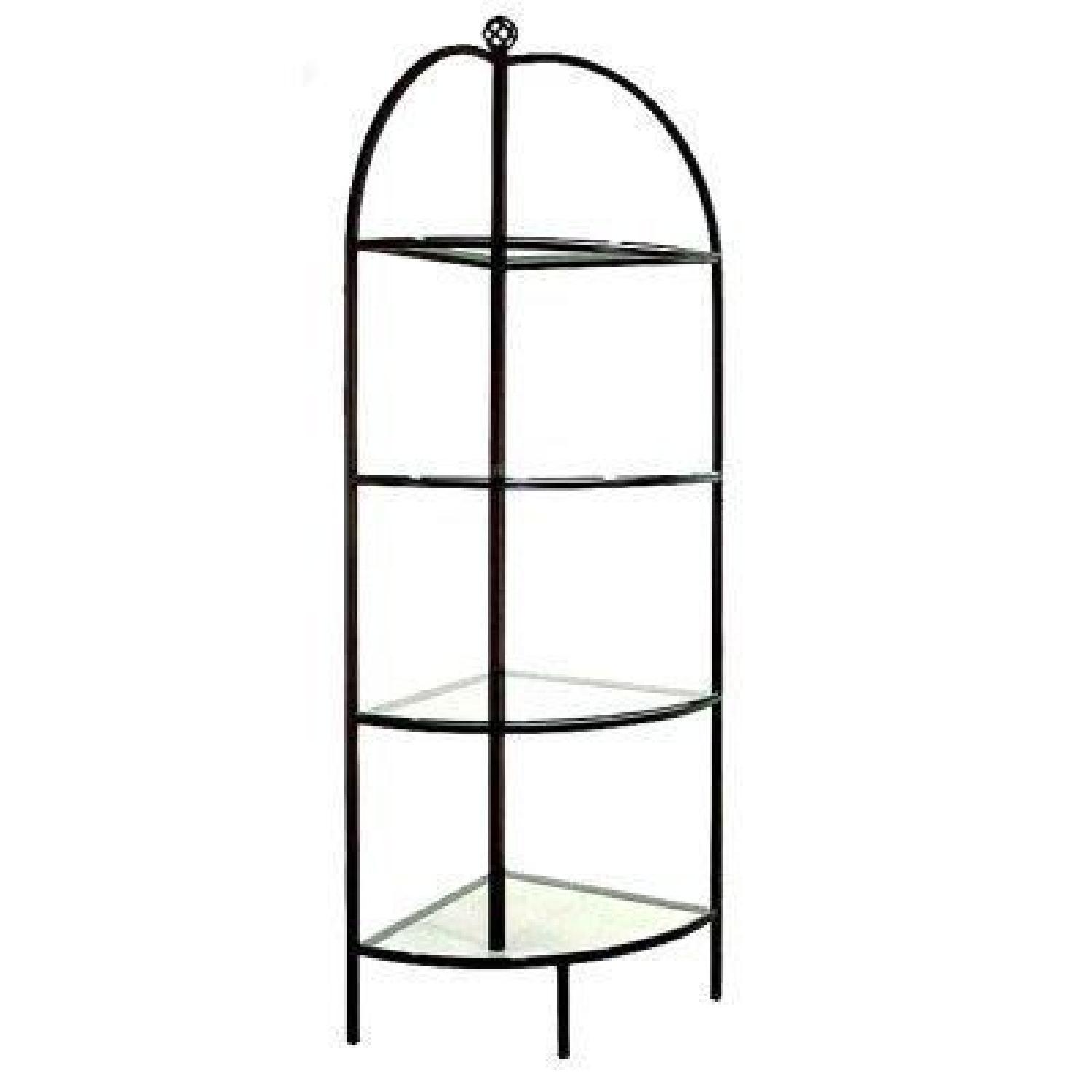 Wrought Iron & Glass Corner Bakers Rack - image-0