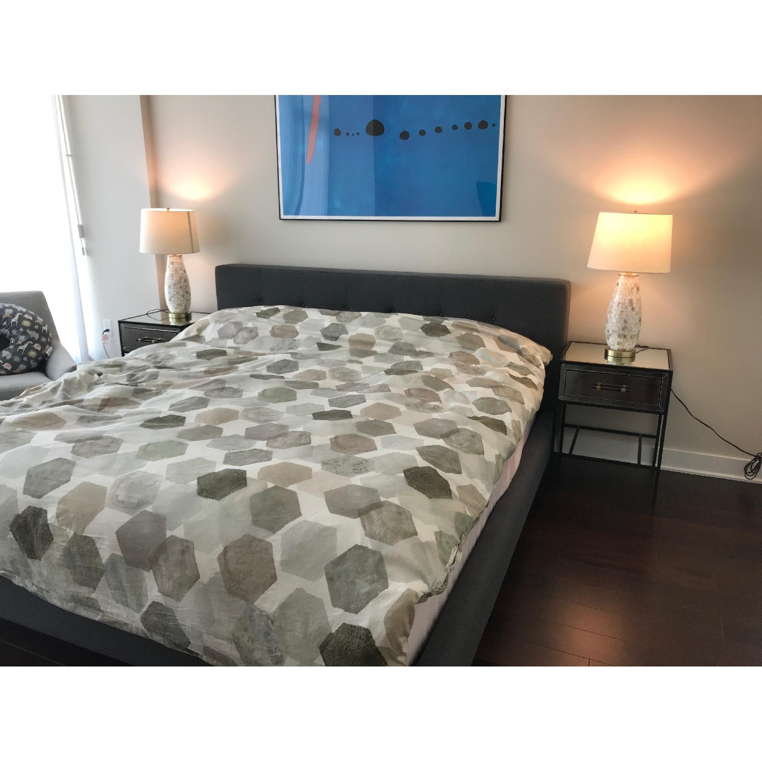 Crate & Barrel Tate King Upholstered Bed - image-6