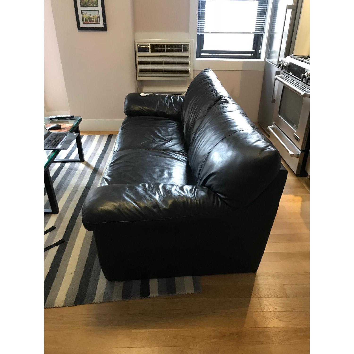 Ikea Vreta Black Leather Couch - image-1