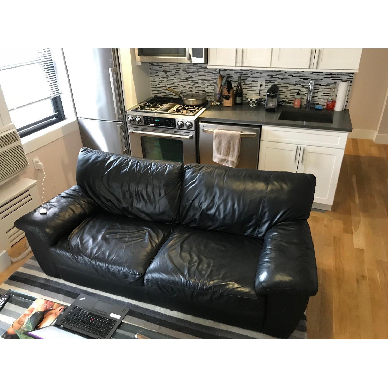 Ikea Vreta Black Leather Couch - image-3