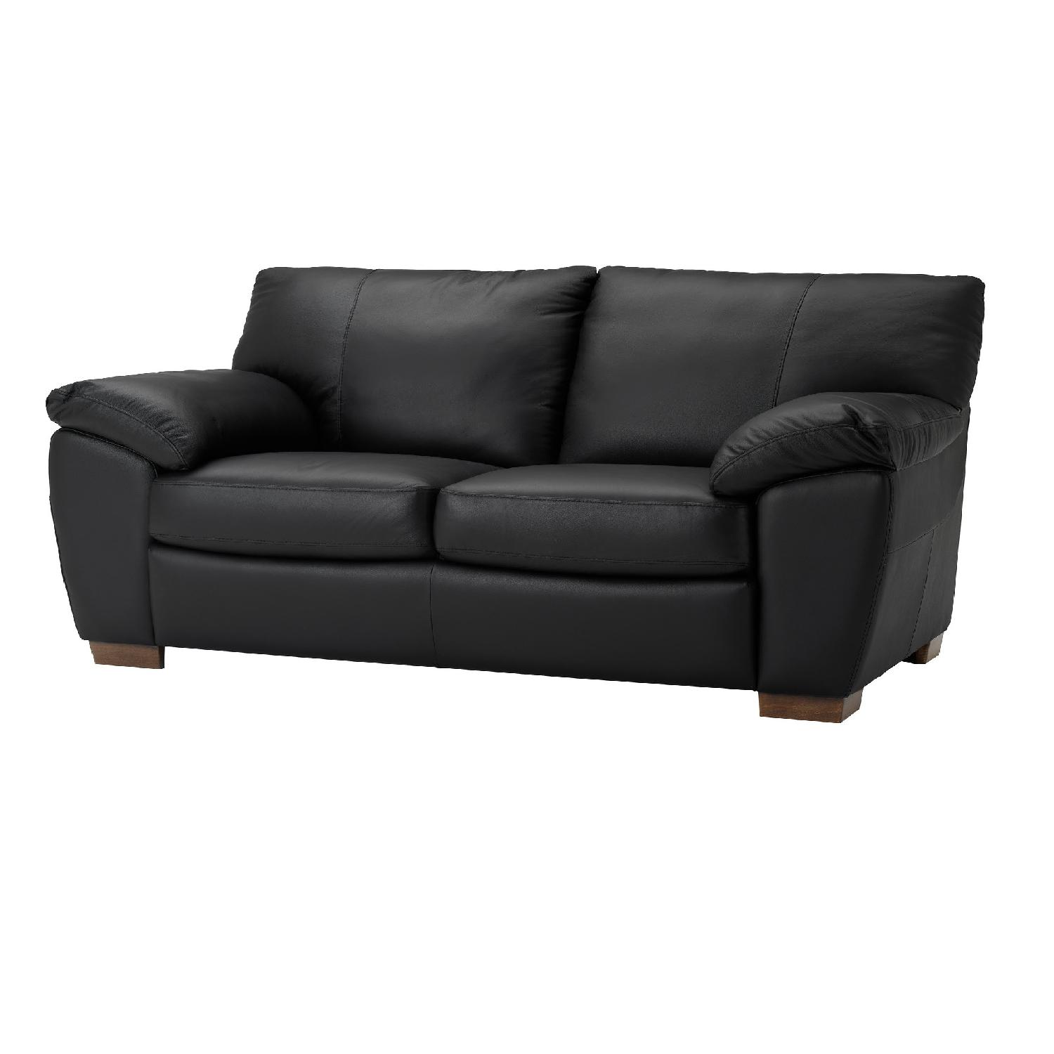 Ikea Vreta Black Leather Couch - image-0