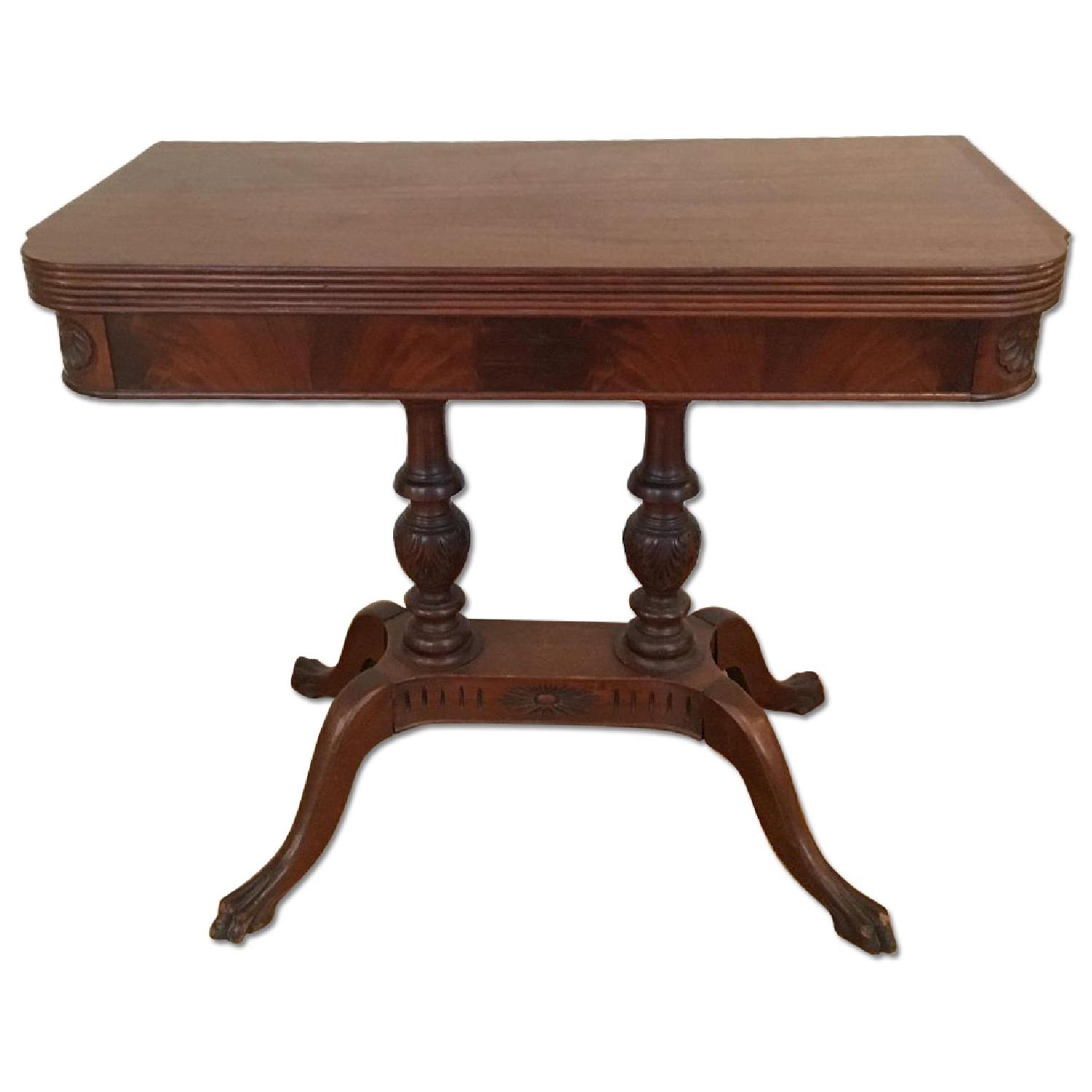 Vintage Mahogany Drop-Leaf Game/Dining Table - image-0