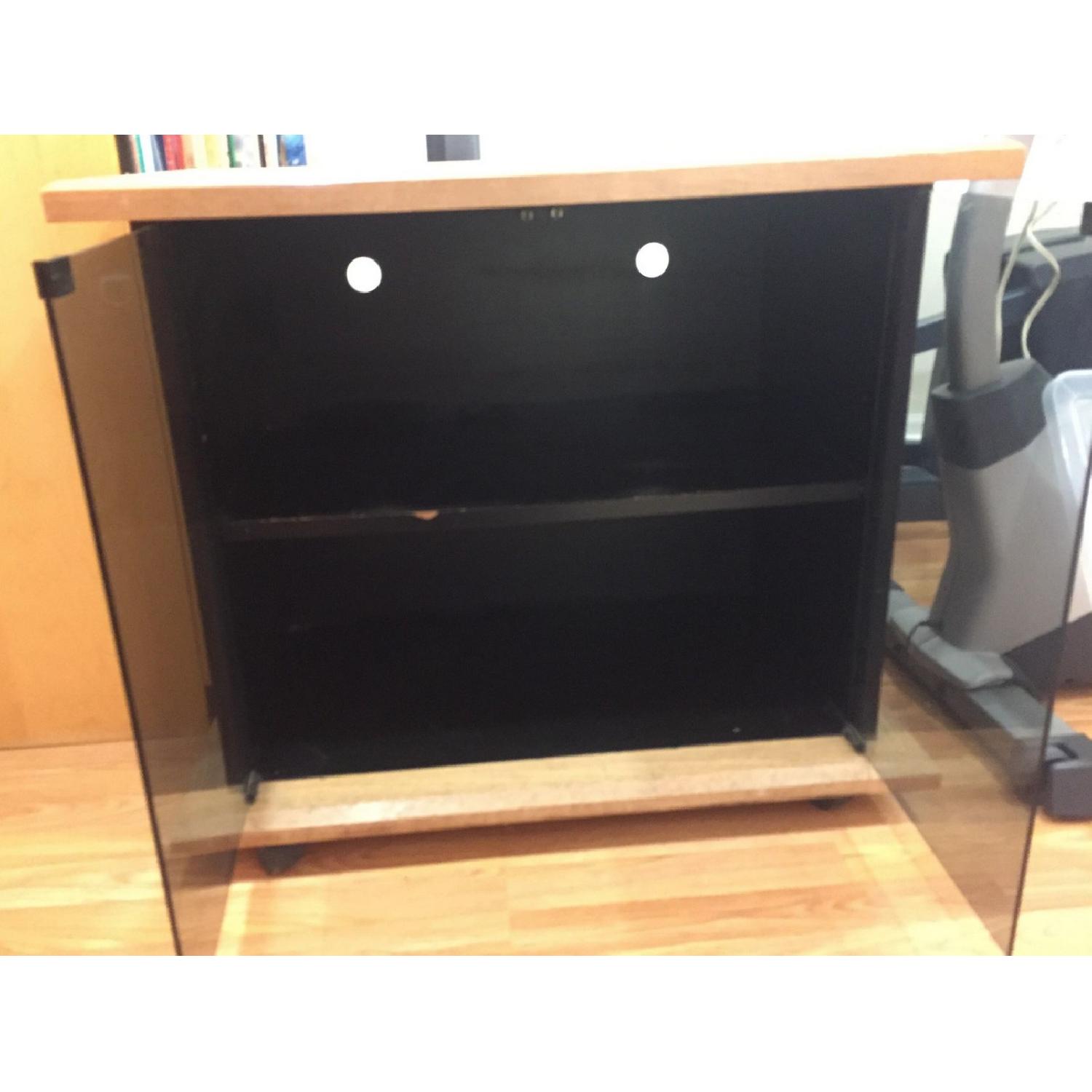 Black Wood Storage Cabinet w/ Glass Doors - image-1