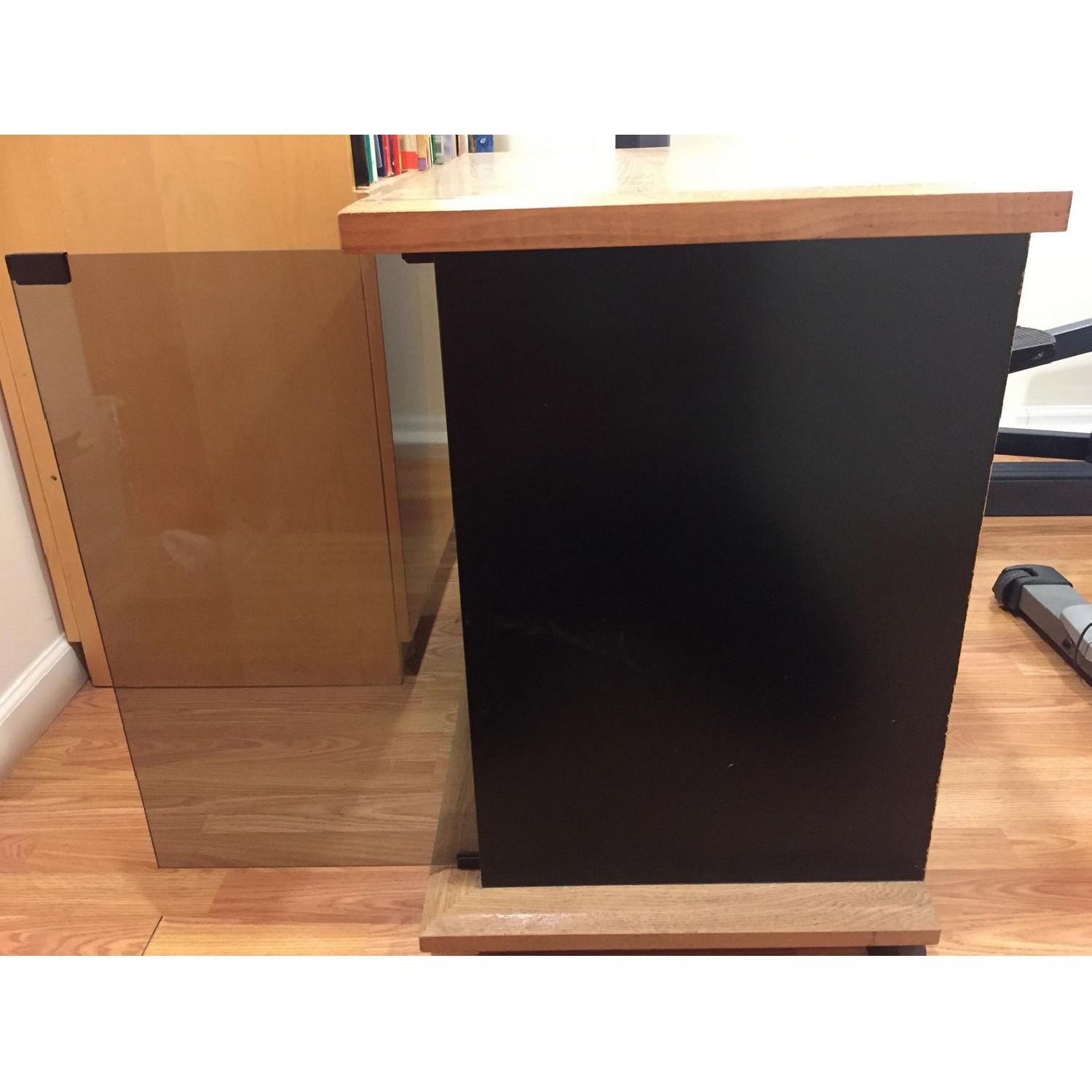 Black Wood Storage Cabinet w/ Glass Doors - image-3