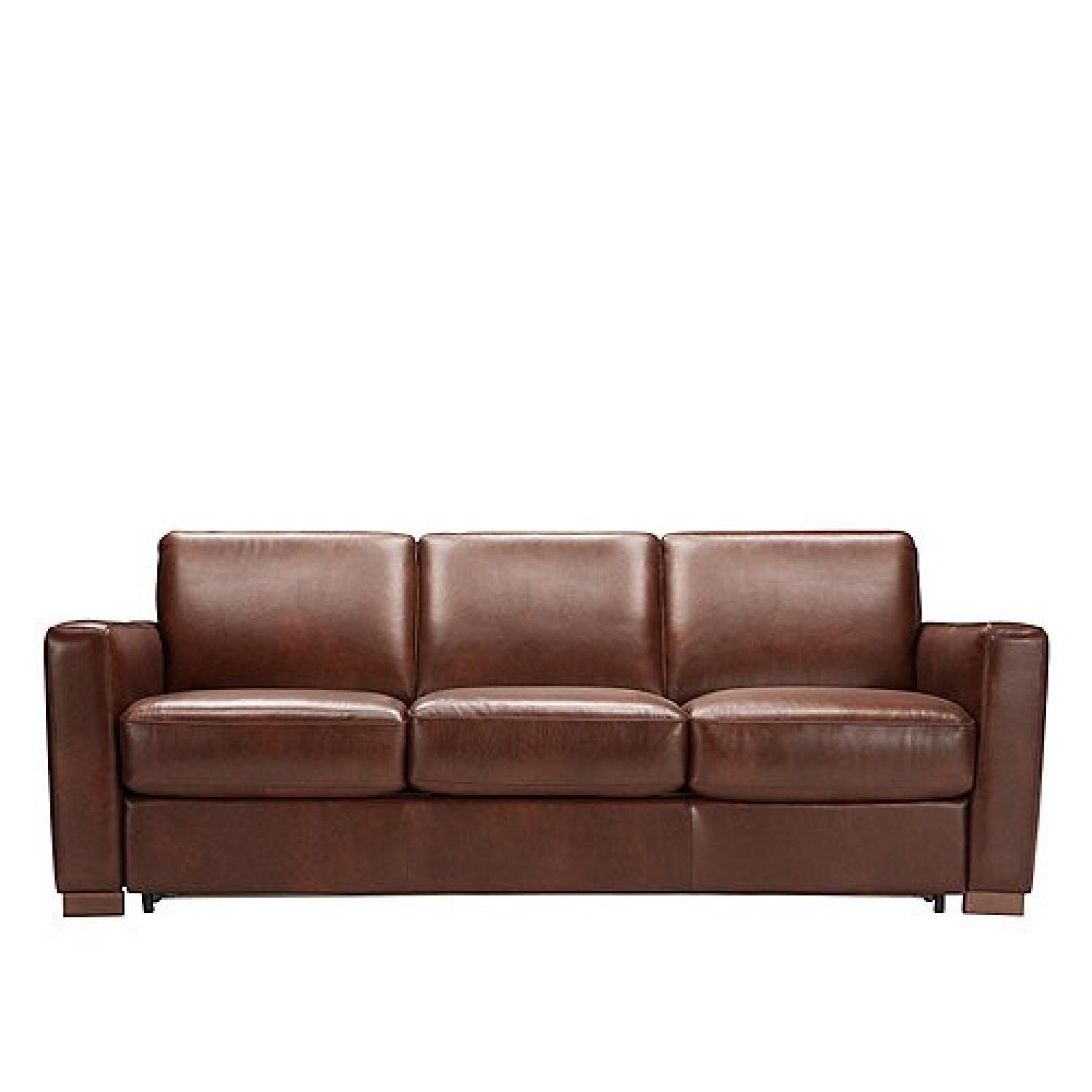 Raymour & Flanigan Brenton Leather 3 Seater Sleeper Sofa AptDeco