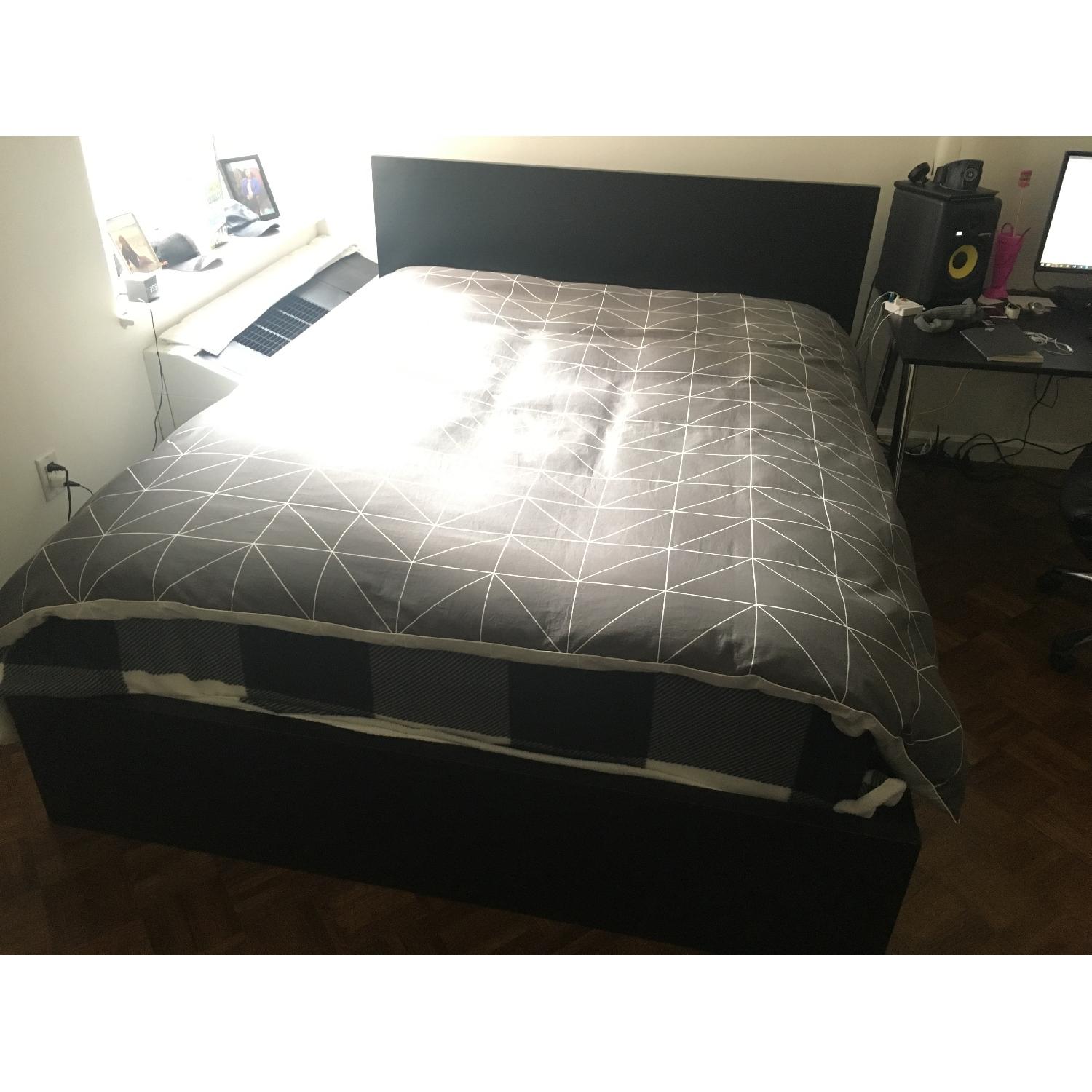 Ikea Malm Queen Bed Frame w/ 4 Storage Boxes AptDeco