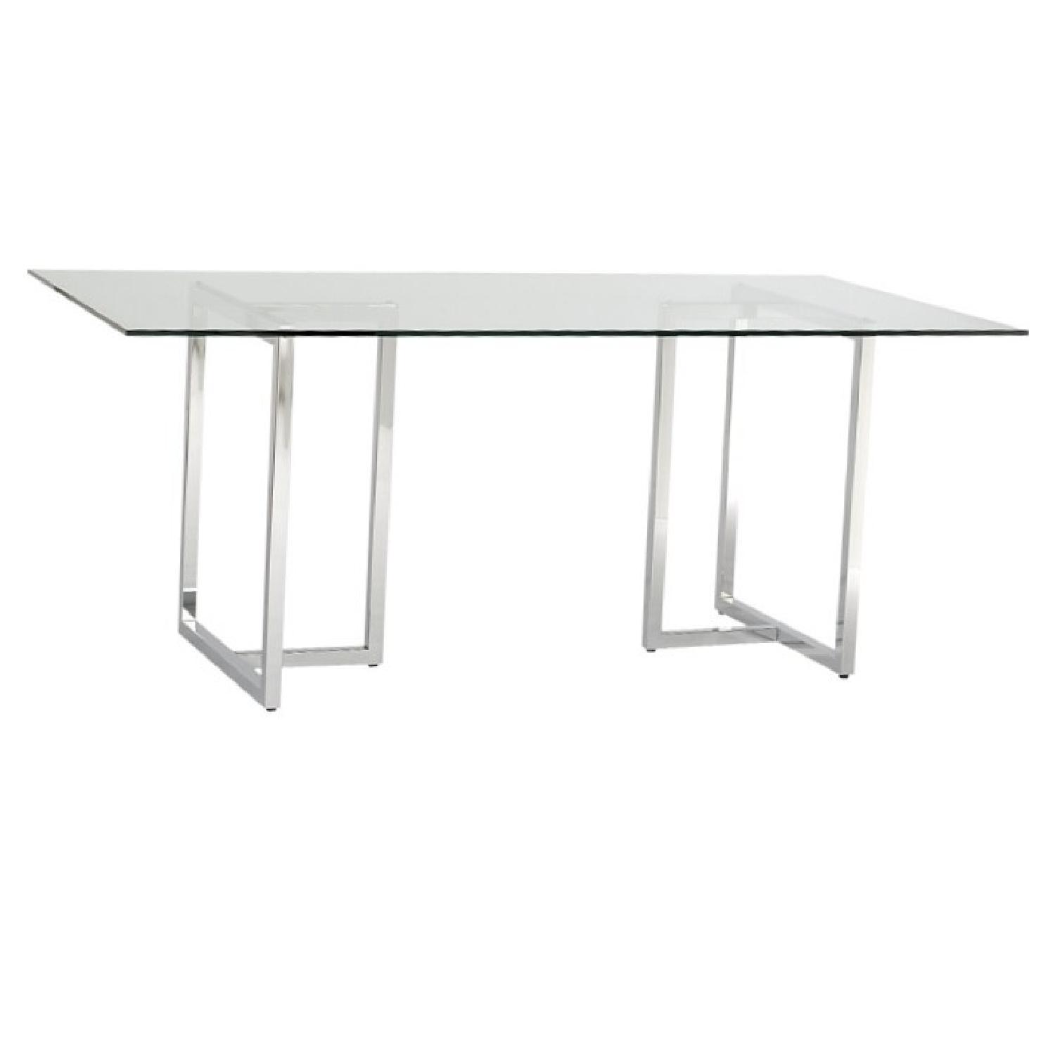 CB2 Silverado Glass Top Metal Dining Table AptDeco