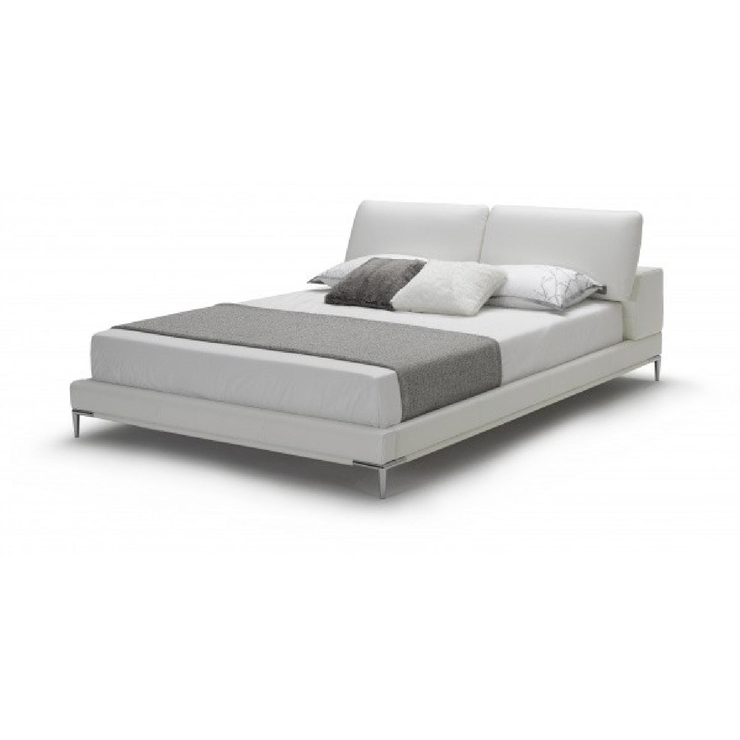 Modani White Leather Queen Size Bed AptDeco