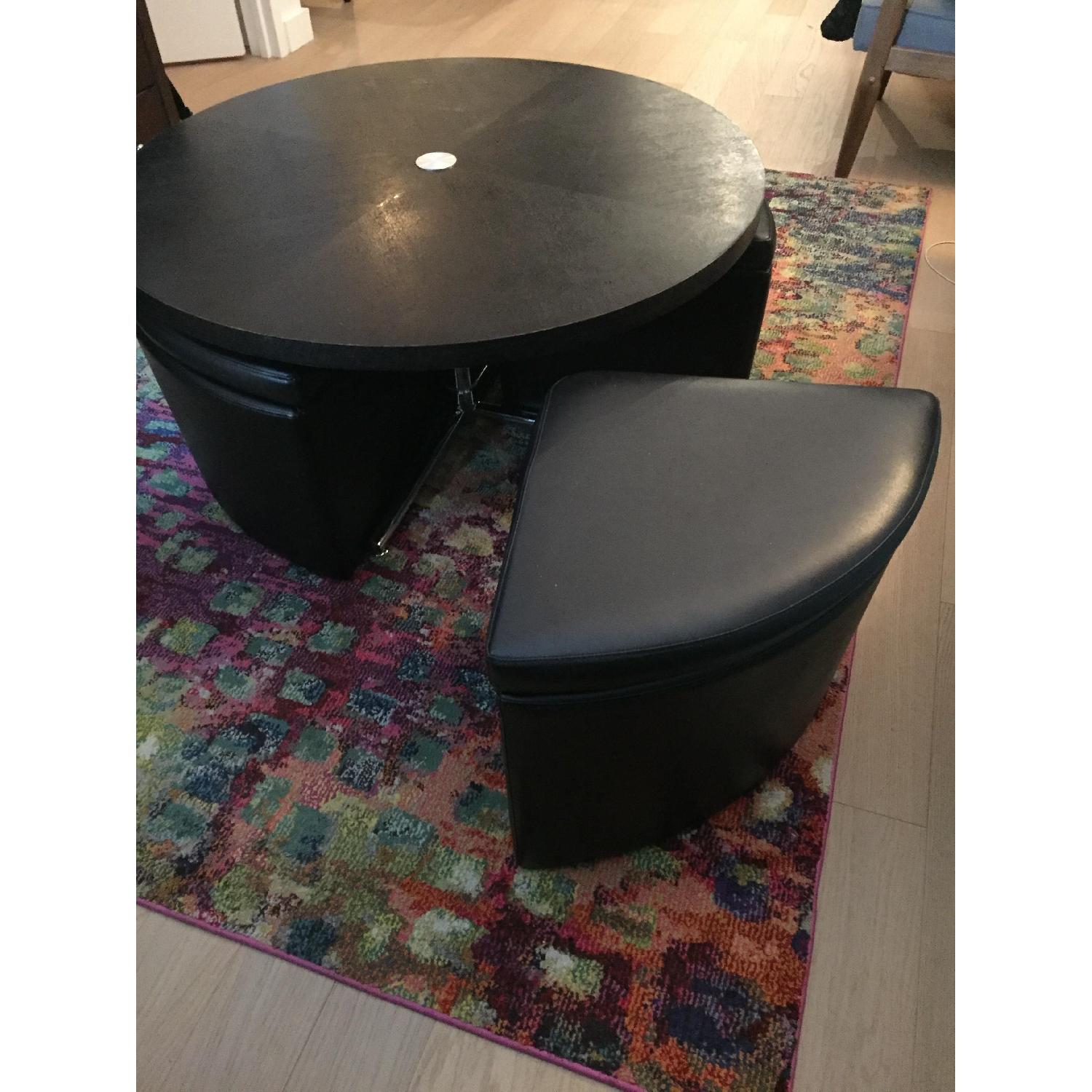 Macy's Round Gas Lift Coffee/Dining Table w/ 4 Ottomans - image-4