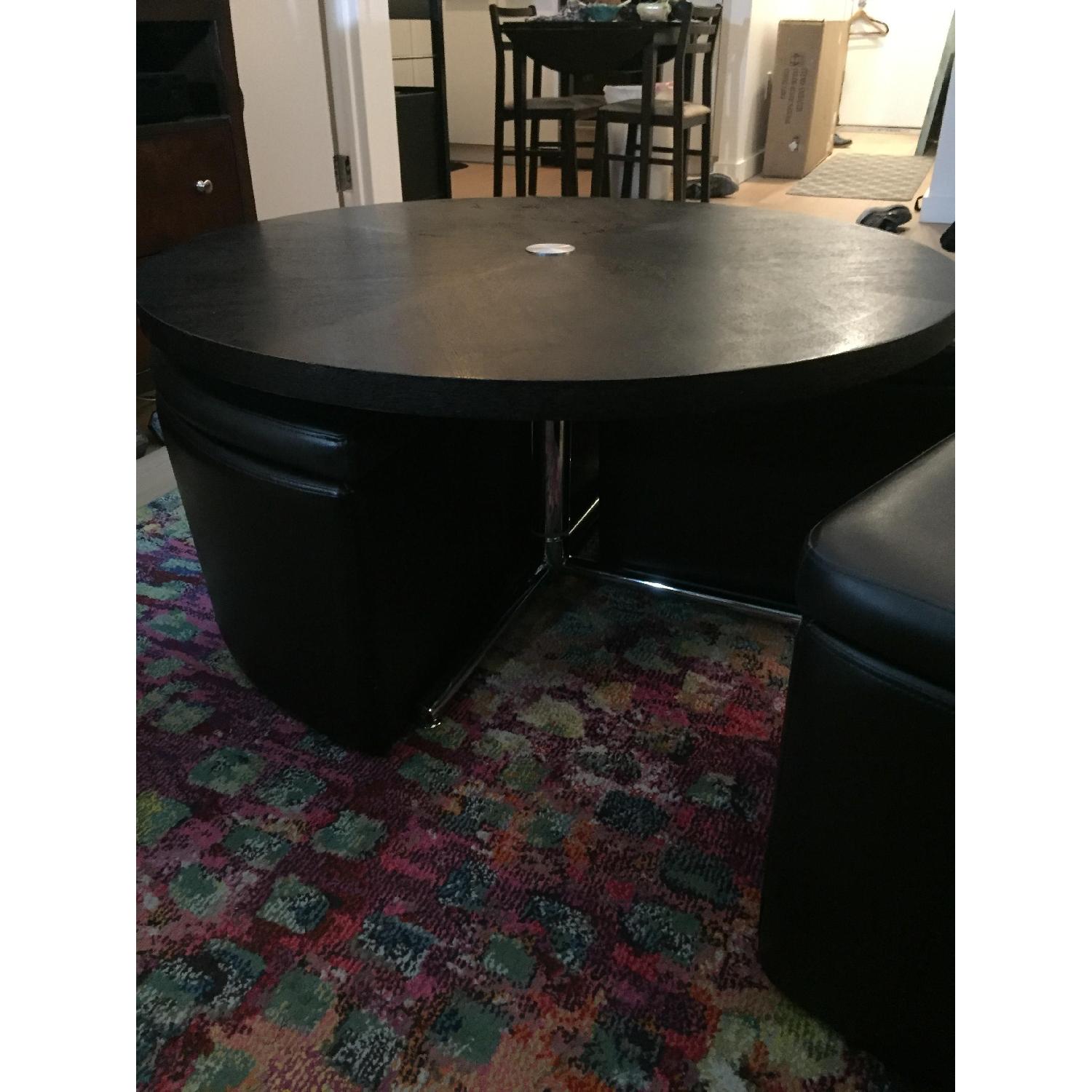 Macy's Round Gas Lift Coffee/Dining Table w/ 4 Ottomans - image-5