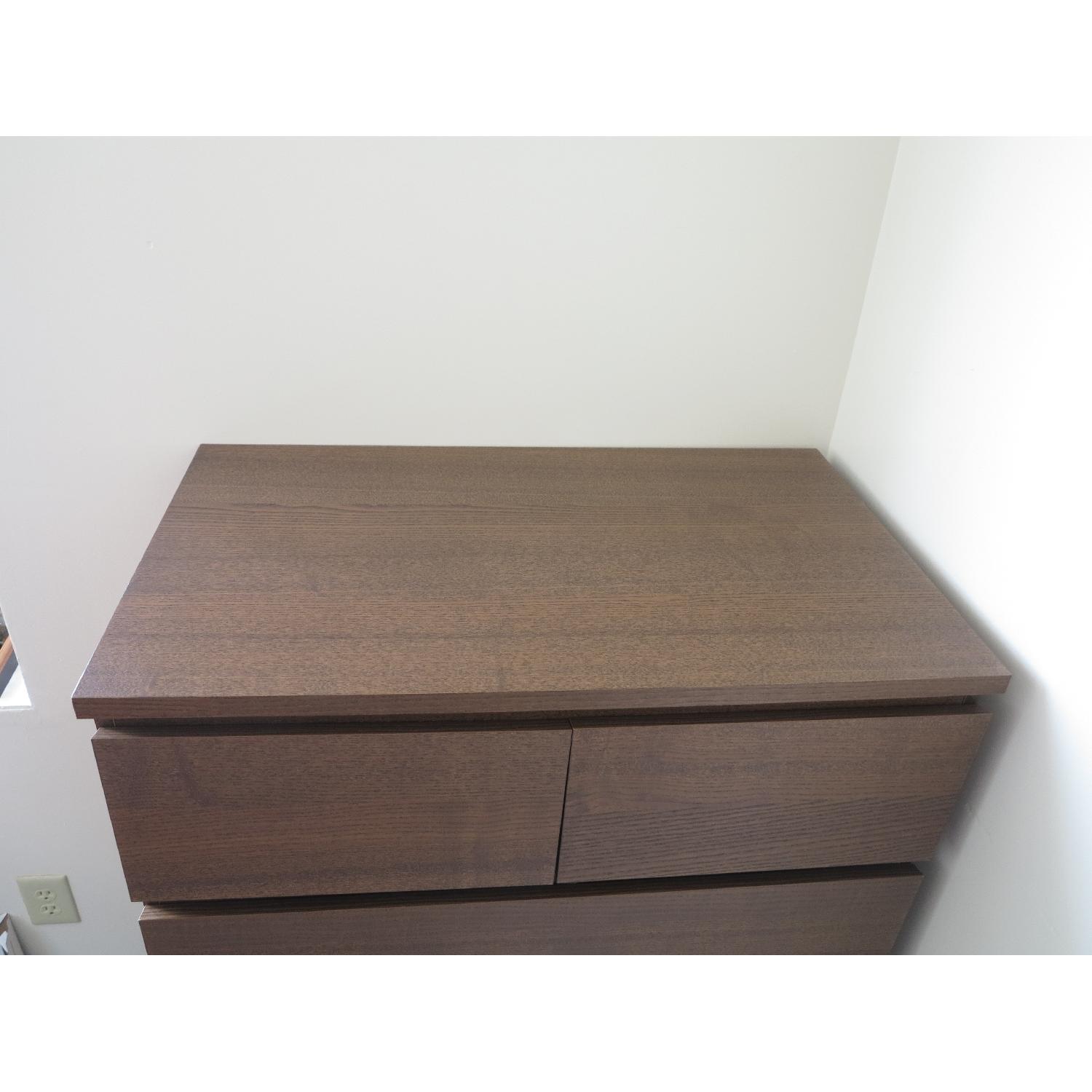 Ikea Malm Brown Stained Ash Veneer 6Drawer Dresser AptDeco