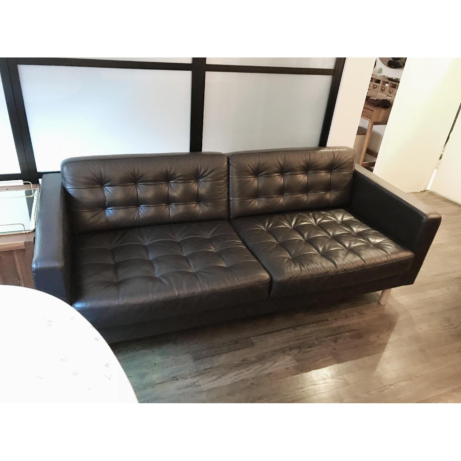 Ikea Landskrona Dark Brown Leather Sofa - image-4