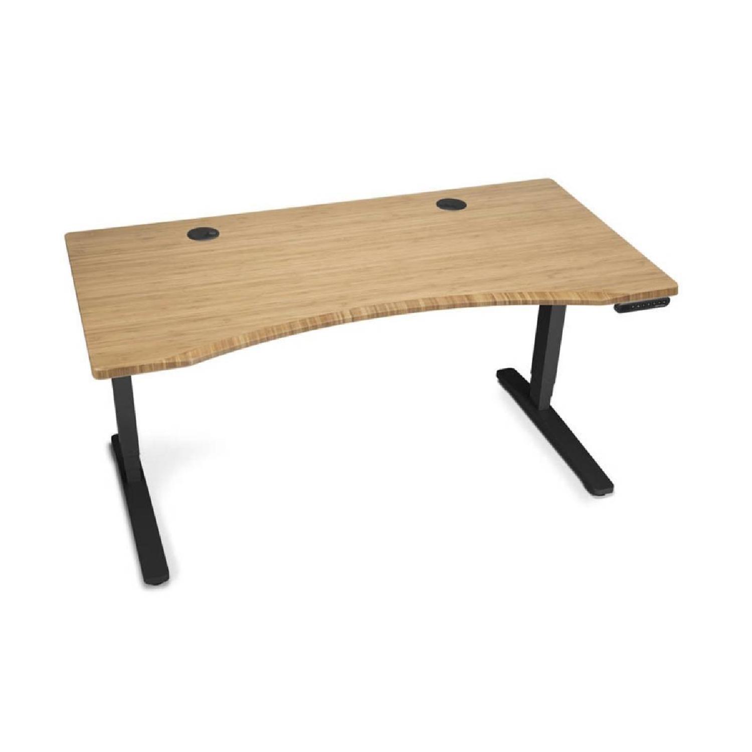 Bamboo Standing Uplift Office Desk w/ Accessories - image-0