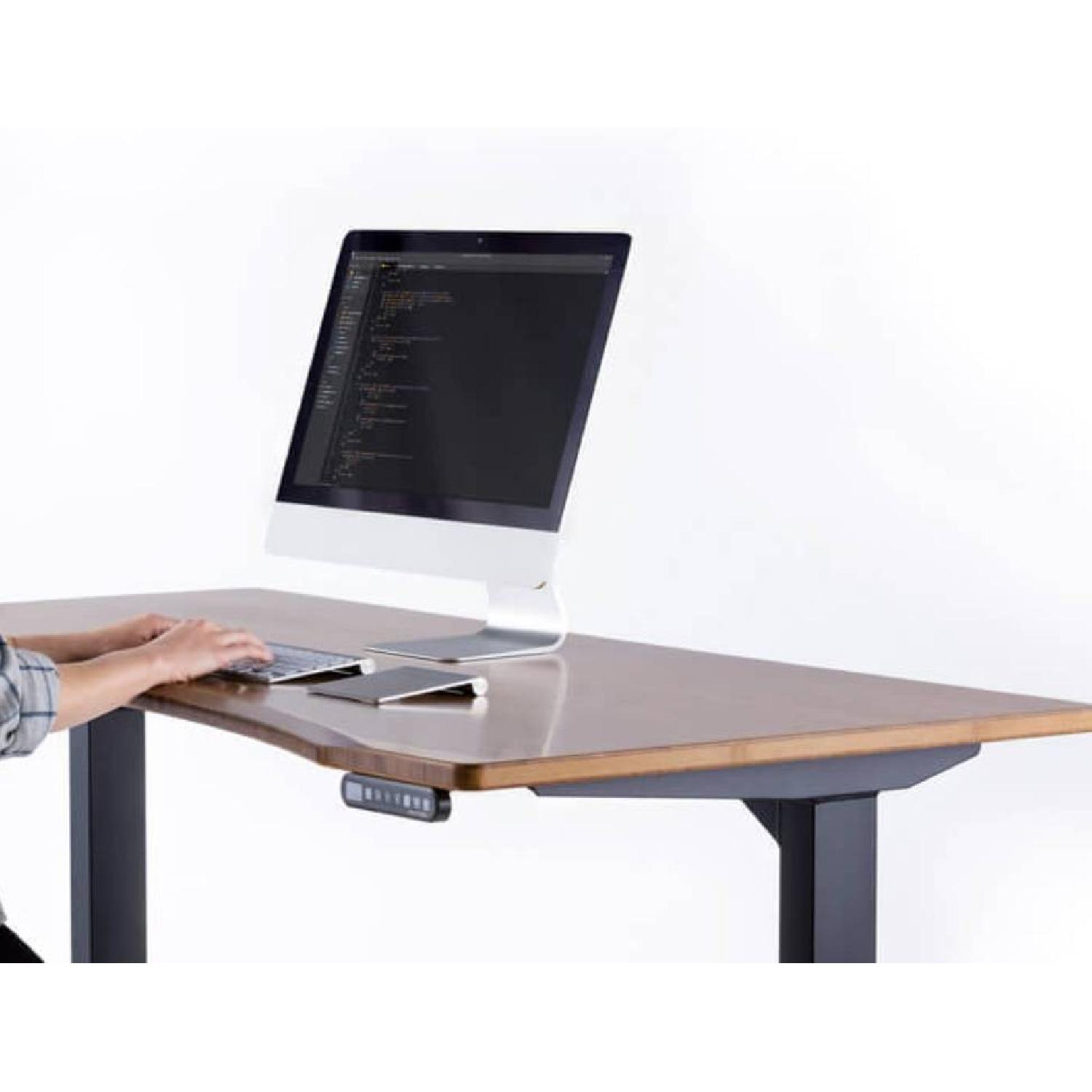 Bamboo Standing Uplift Office Desk w/ Accessories - image-1