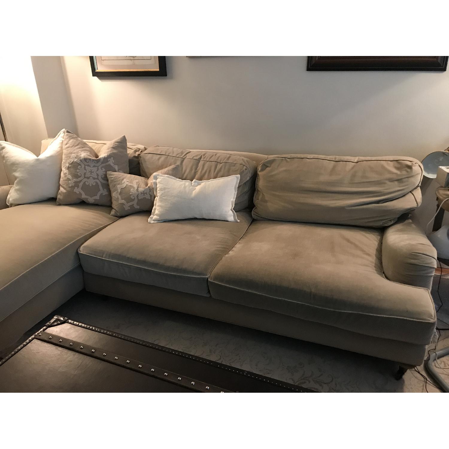 Restoration Hardware Sand Velvet English Roll Arm Sectional - image-1
