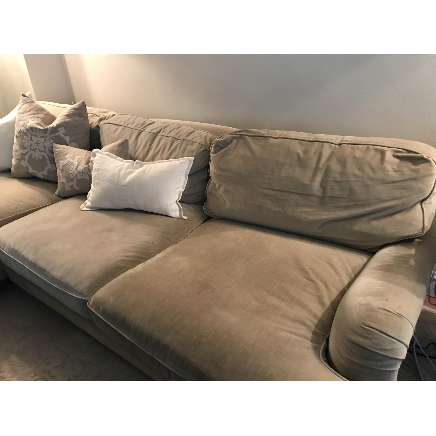 Restoration Hardware Sand Velvet English Roll Arm Sectional - image-2