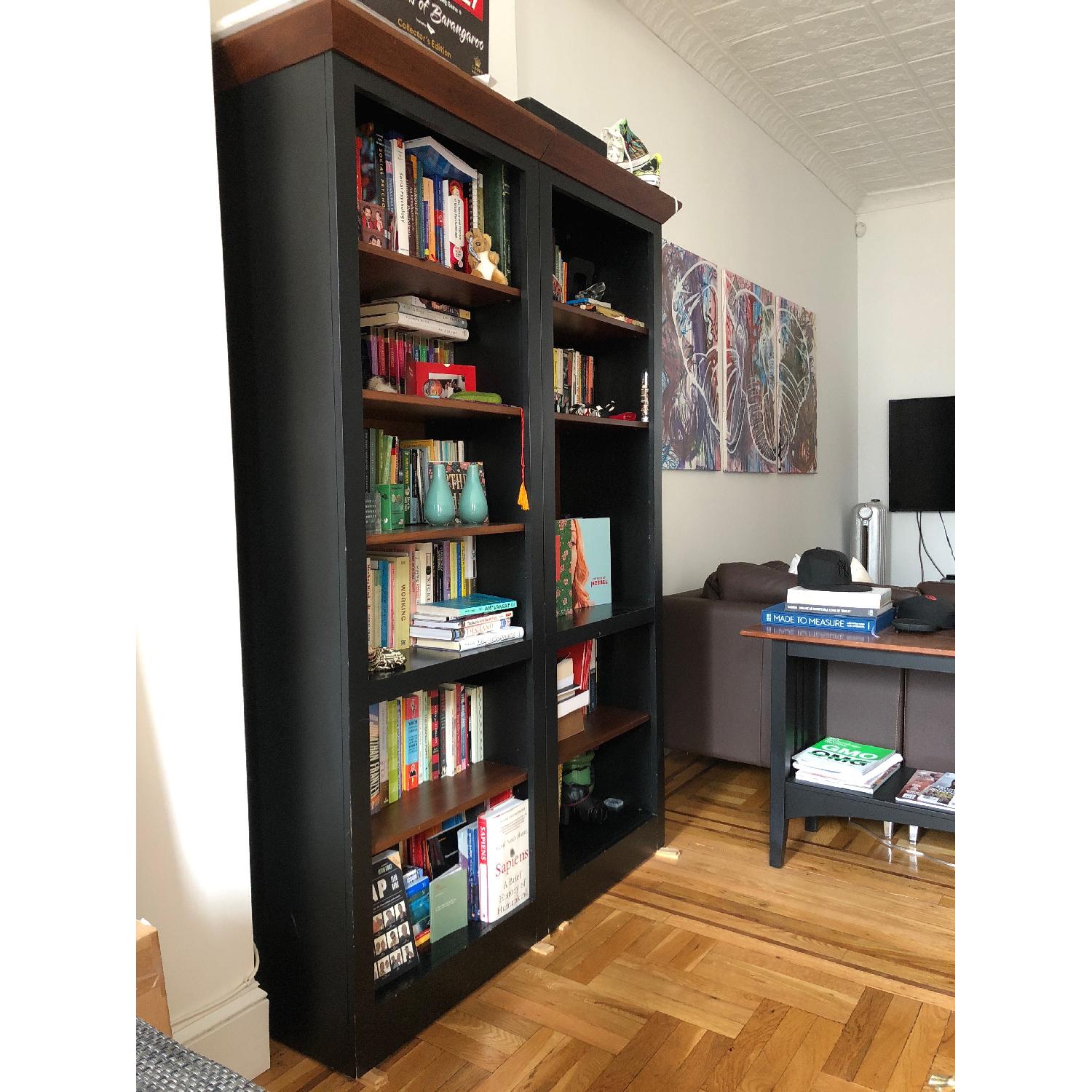 Ethan Allen Bookcase in Black & Walnut - image-1