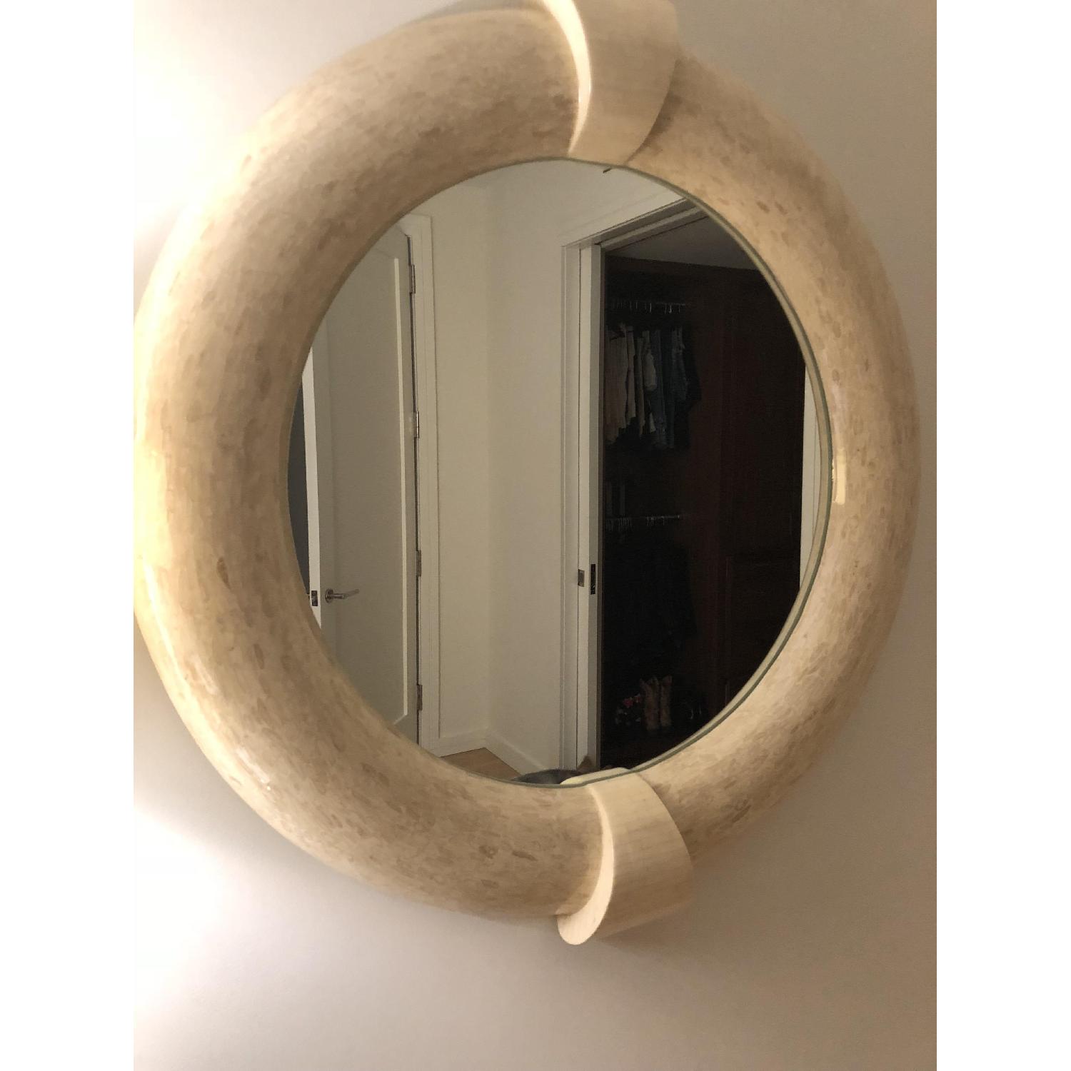 Karl Springer Style Tessellated Round Mirror - image-2