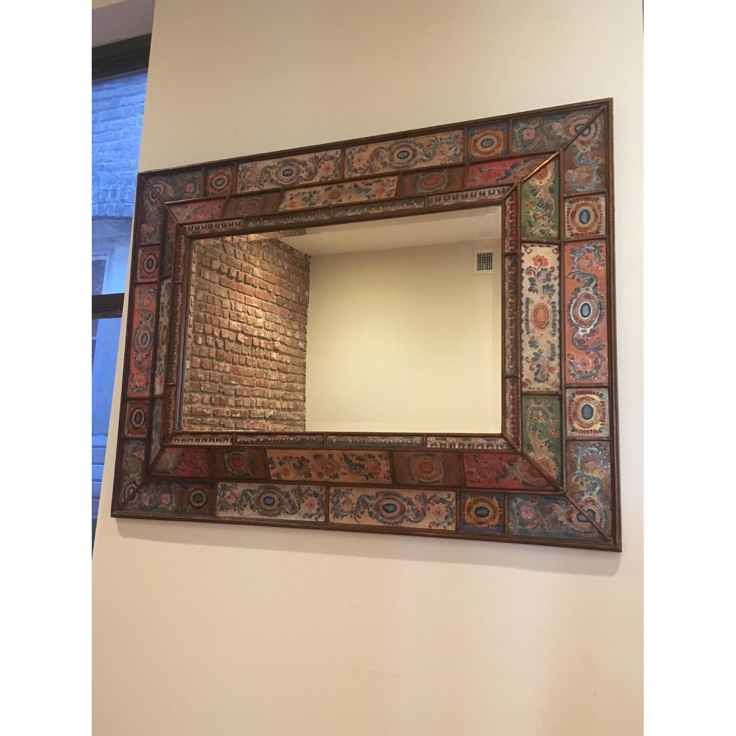 Vintage Reverse-Painted Peruvian Mirror - image-1
