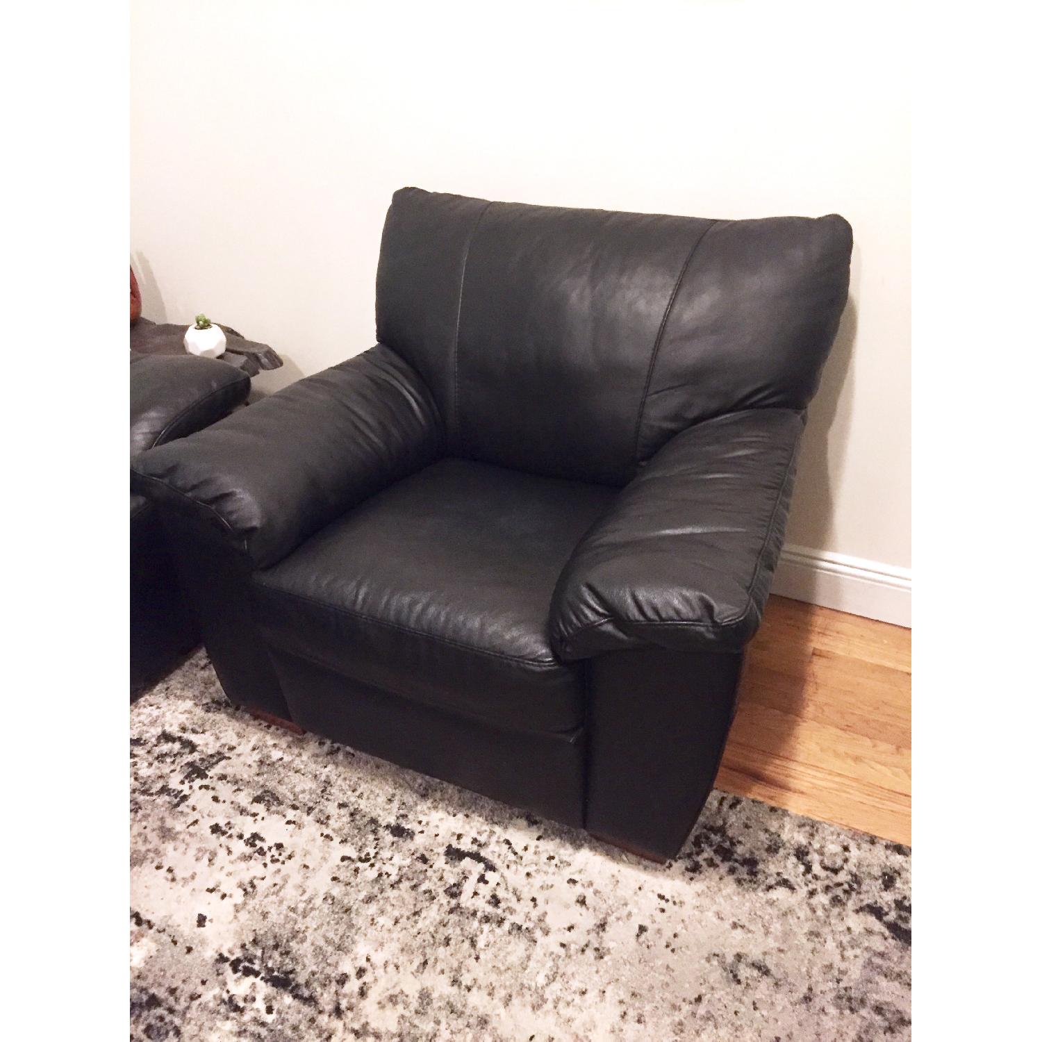 Ikea Black Leather Armchair AptDeco