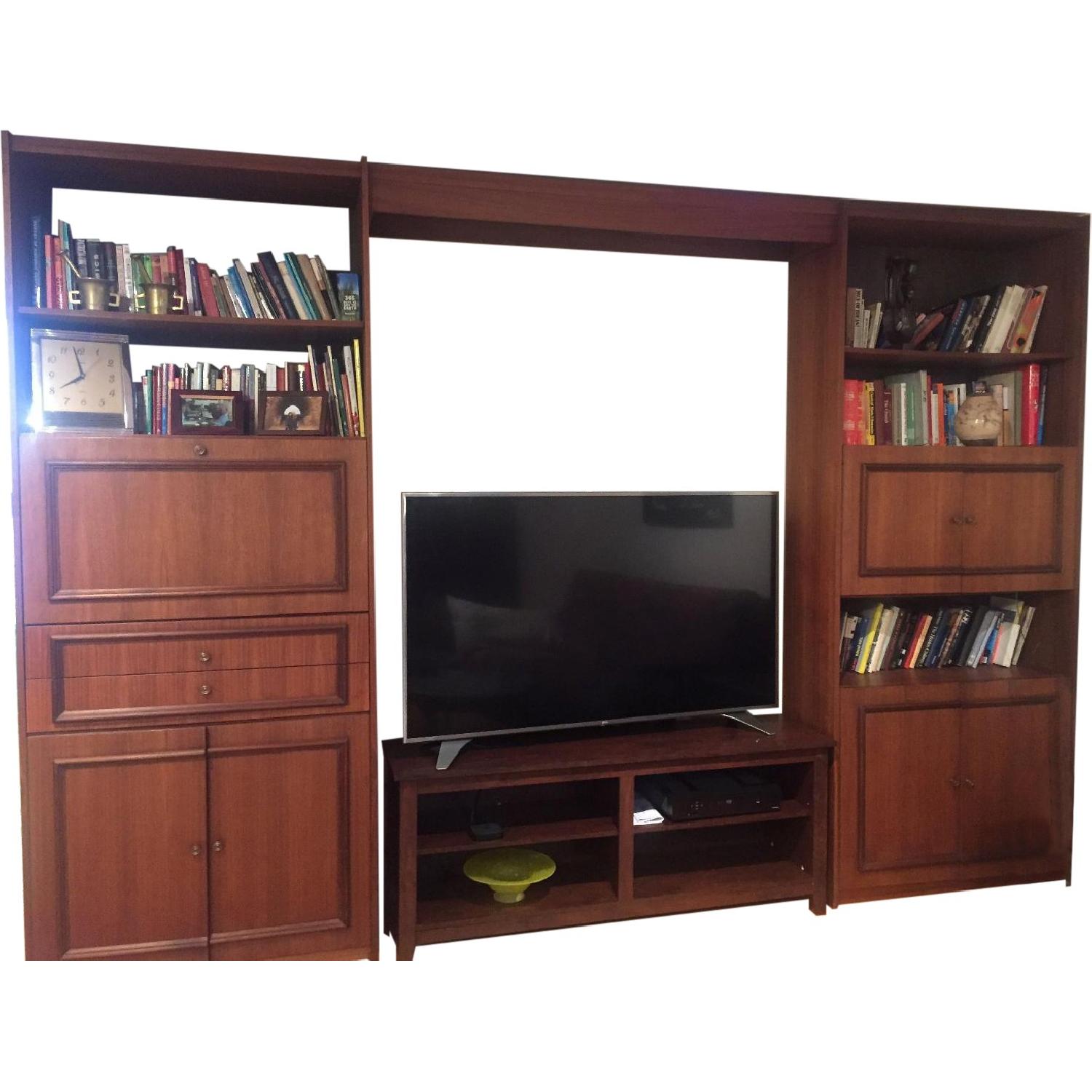 Mahogany Entertainment Wall Unit AptDeco